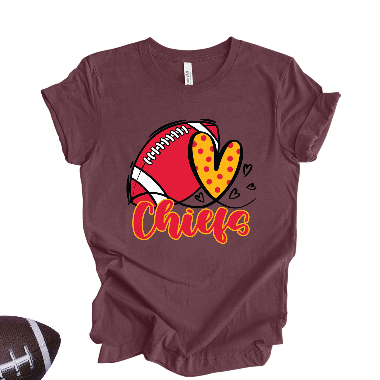 Chiefs Love T-Shirt β Football & Heart Graphic Tee