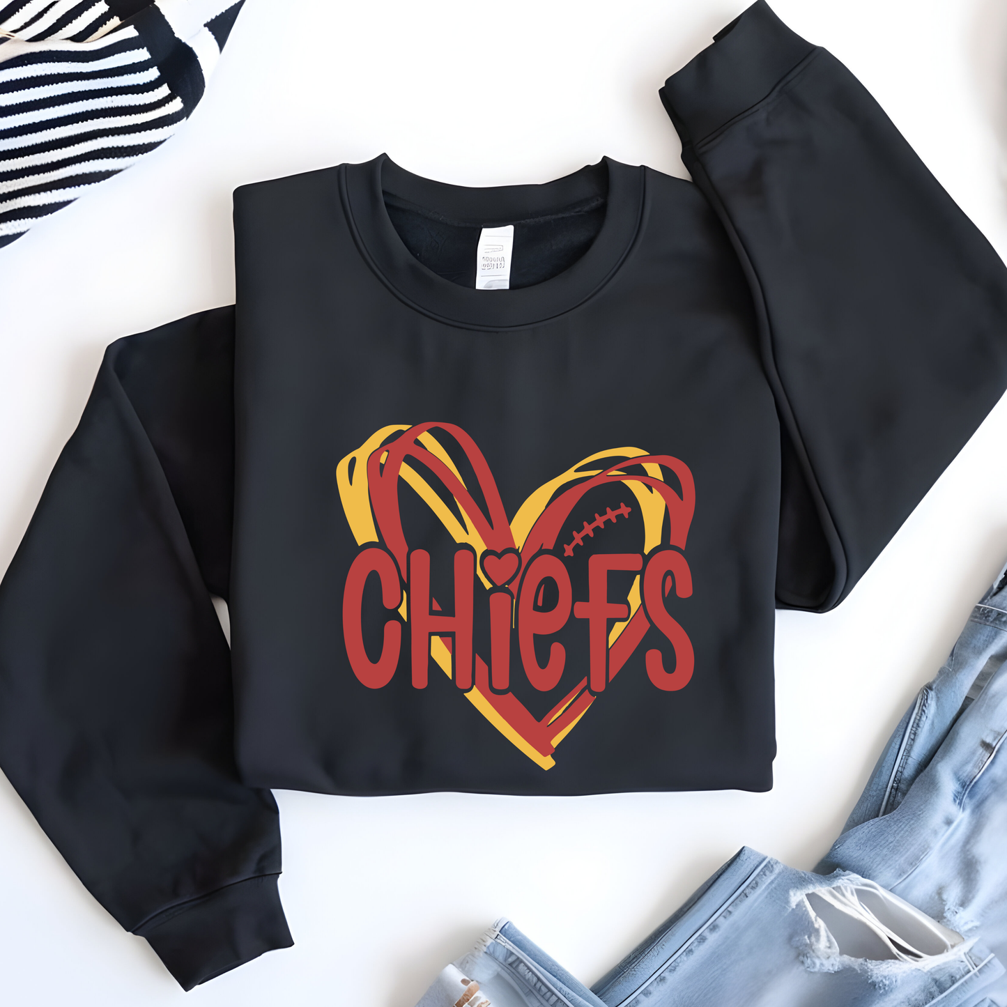 Yellow "Chiefs Love" T-Shirt β Football & Heart Graphic Tee
