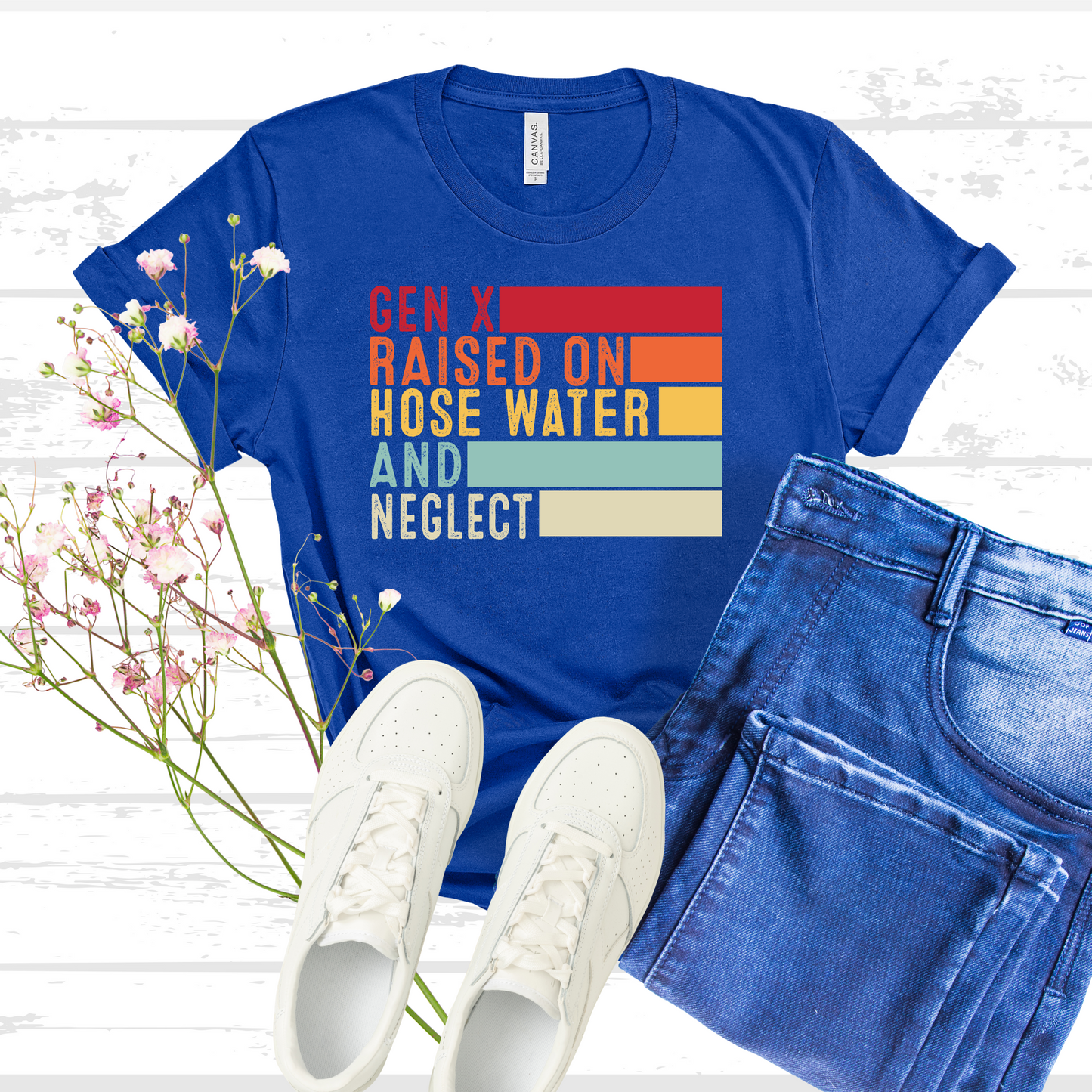 Vintage Gen X Raised On Hose Water And Neglect T-Shirt, Sarcastic Shirt, Funny Quotes Shirt, Mens Womens Unisex T-shirt