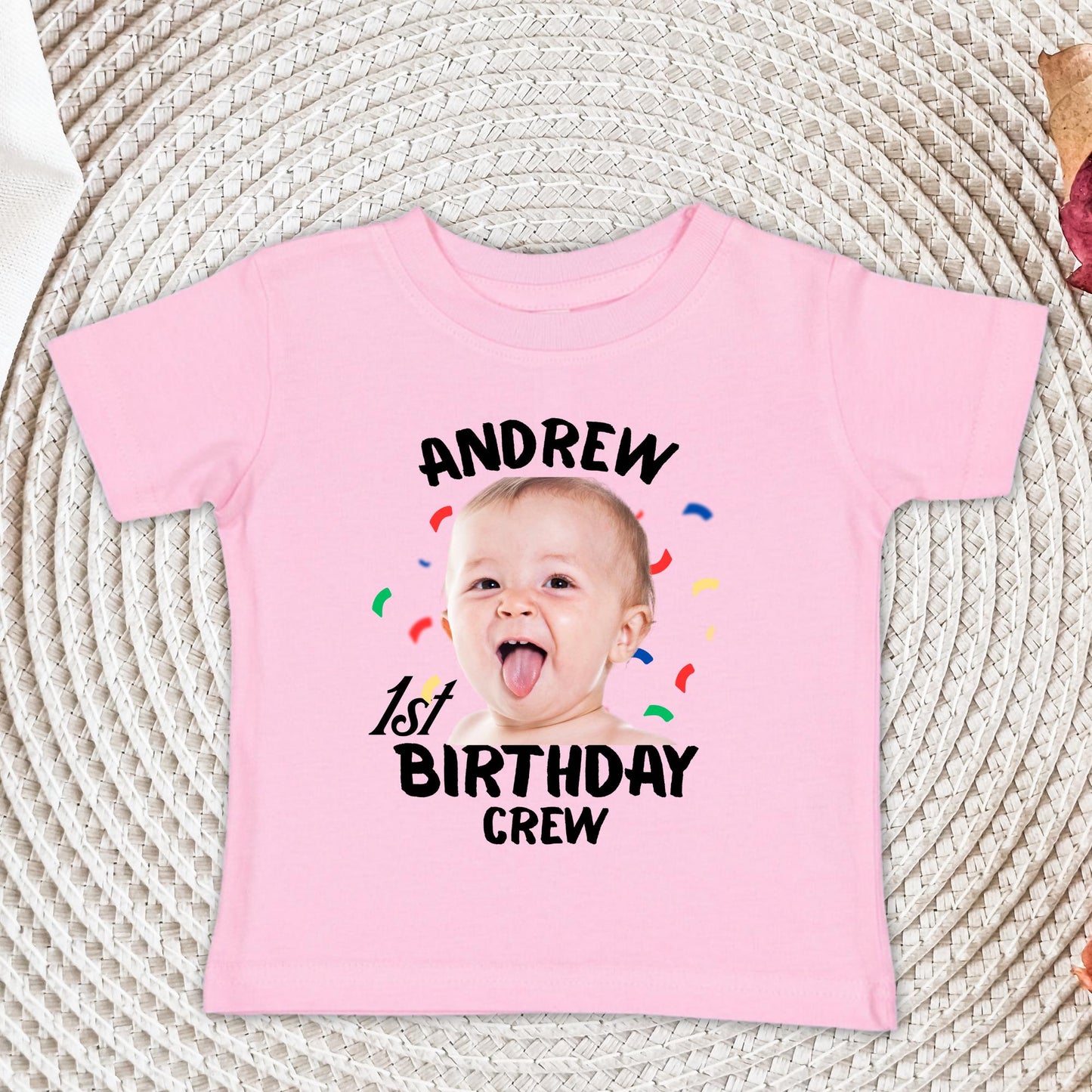 Custom 1st Birthday Onesie®, First Birthday Crew Shirt, Personalized Photo Birthday Tee. Toddler Shirt, 1st Birthday Gift