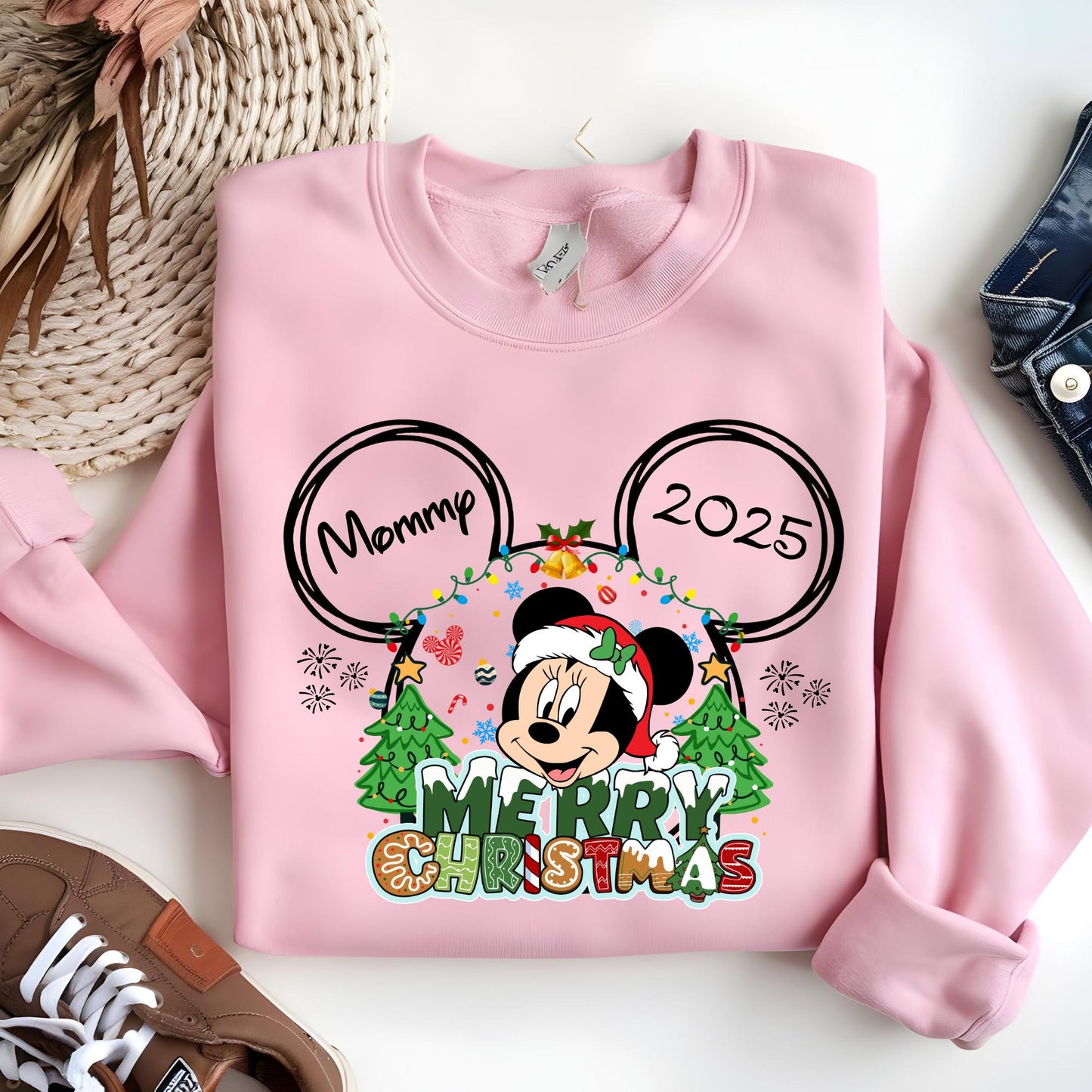 Mickey Christmas Sweatshirt, Custom Disney Family Vacation Xmas Hoodie, Mommy 2025 Xmas Shirt, Mickey Ears Christmas Gift