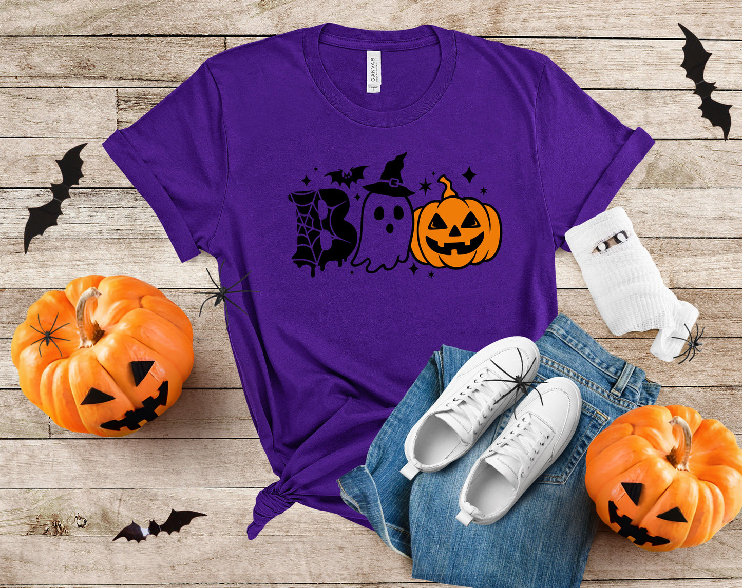 Custom Halloween T-Shirt – Ghost & Pumpkin Personalized Name Tee