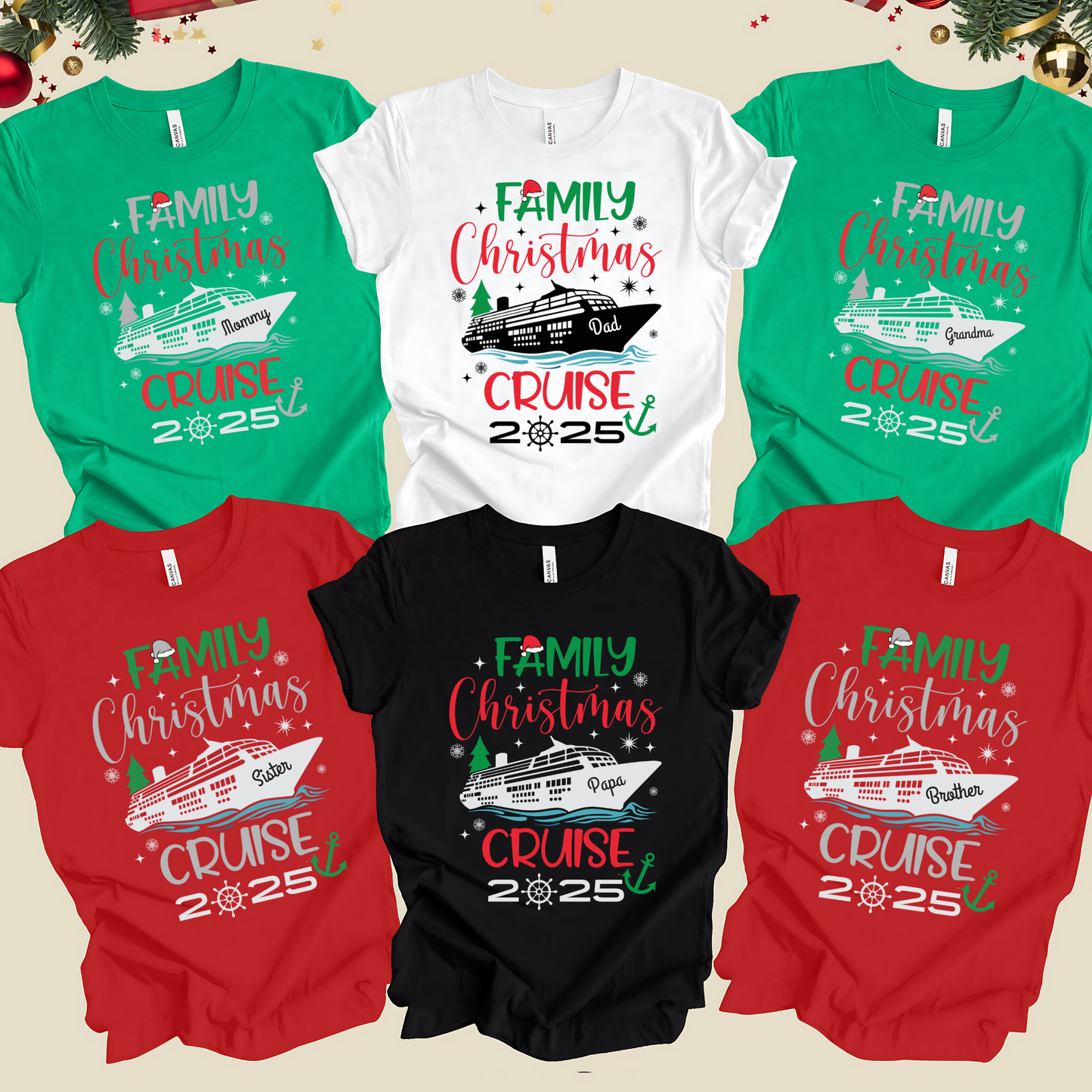 Family Christmas Cruise Shirts | Matching Family Holiday Cruise Outfits | Festive Christmas Vacation Tees