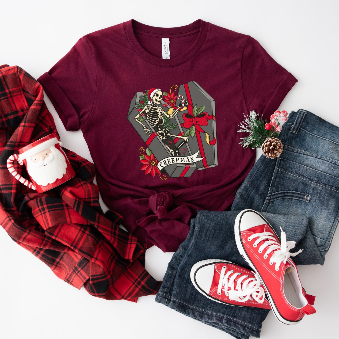 Creepmas T-Shirt – Gothic Christmas Skeleton Coffin Holiday Tee