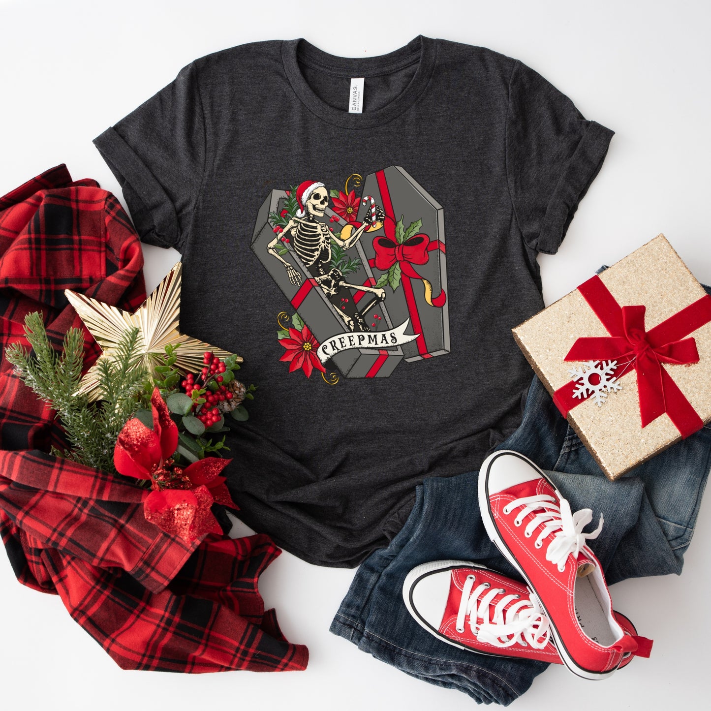 Creepmas T-Shirt – Gothic Christmas Skeleton Coffin Holiday Tee