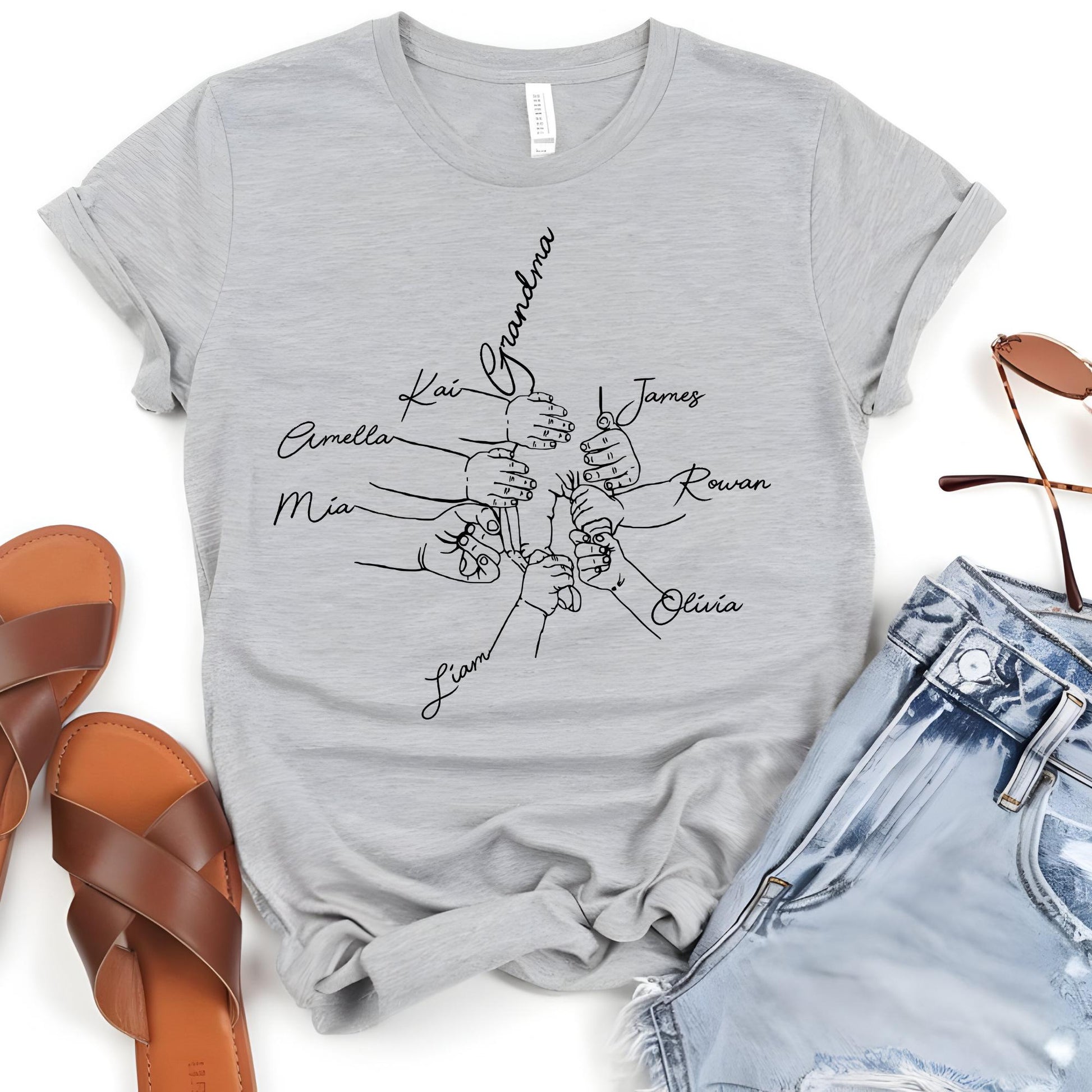 Personalized  Mom Shirt From Children, Custom Mom & Kids Hands Shirt, Family With Kids Names, Mothers Day Gift From Kids, Mom Kids Hands Tee