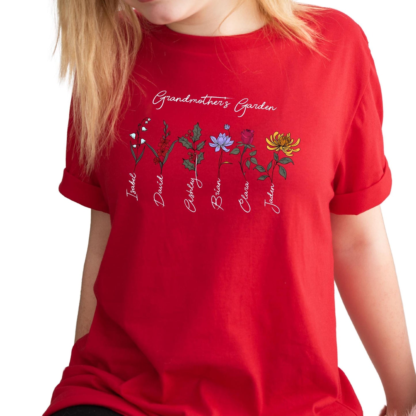 Mamas Garden Shirt, Mothers Day Gift, Custom Birthflower T-shirt, Gift for Grandma, Love Grows Here, Birthday Gift