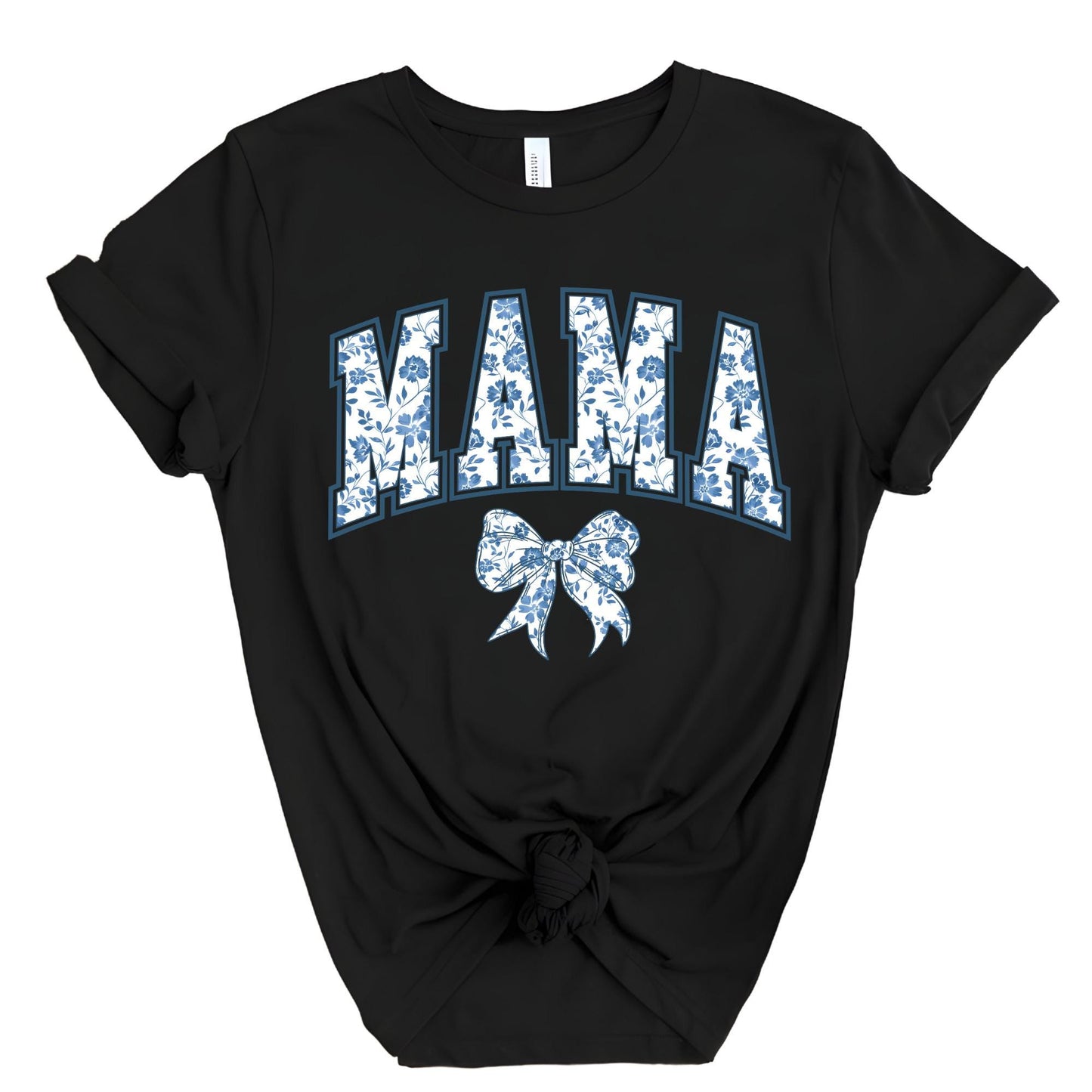 Mama Shirt: Blue Ribbon Toile Bow Chinoiserie T-Shirt