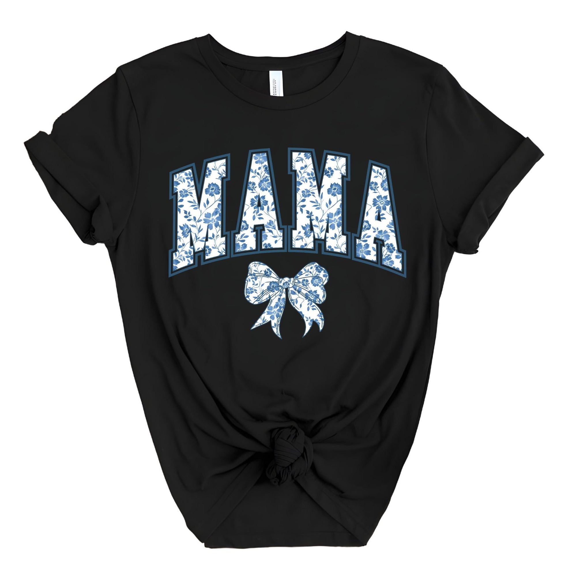 Mama Shirt: Blue Ribbon Toile Bow Chinoiserie T-Shirt
