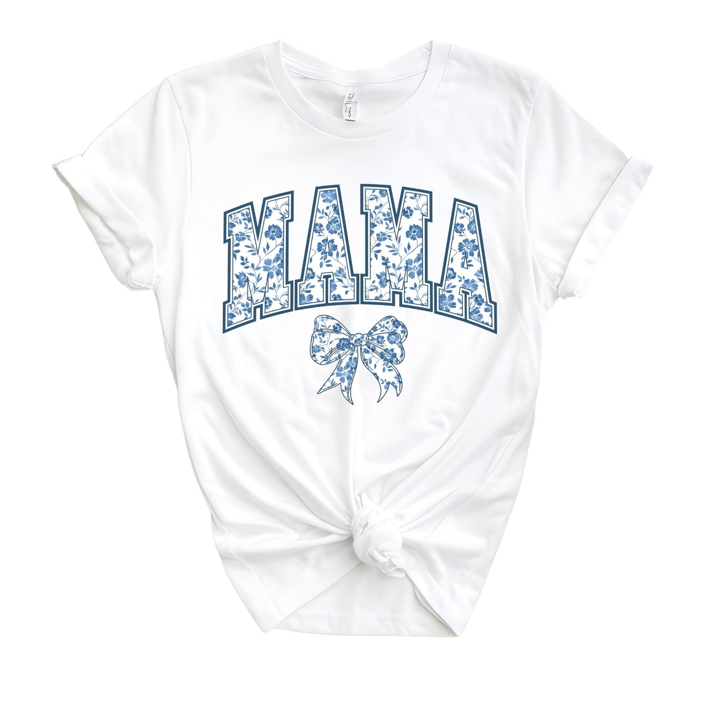 Mama Shirt: Blue Ribbon Toile Bow Chinoiserie T-Shirt