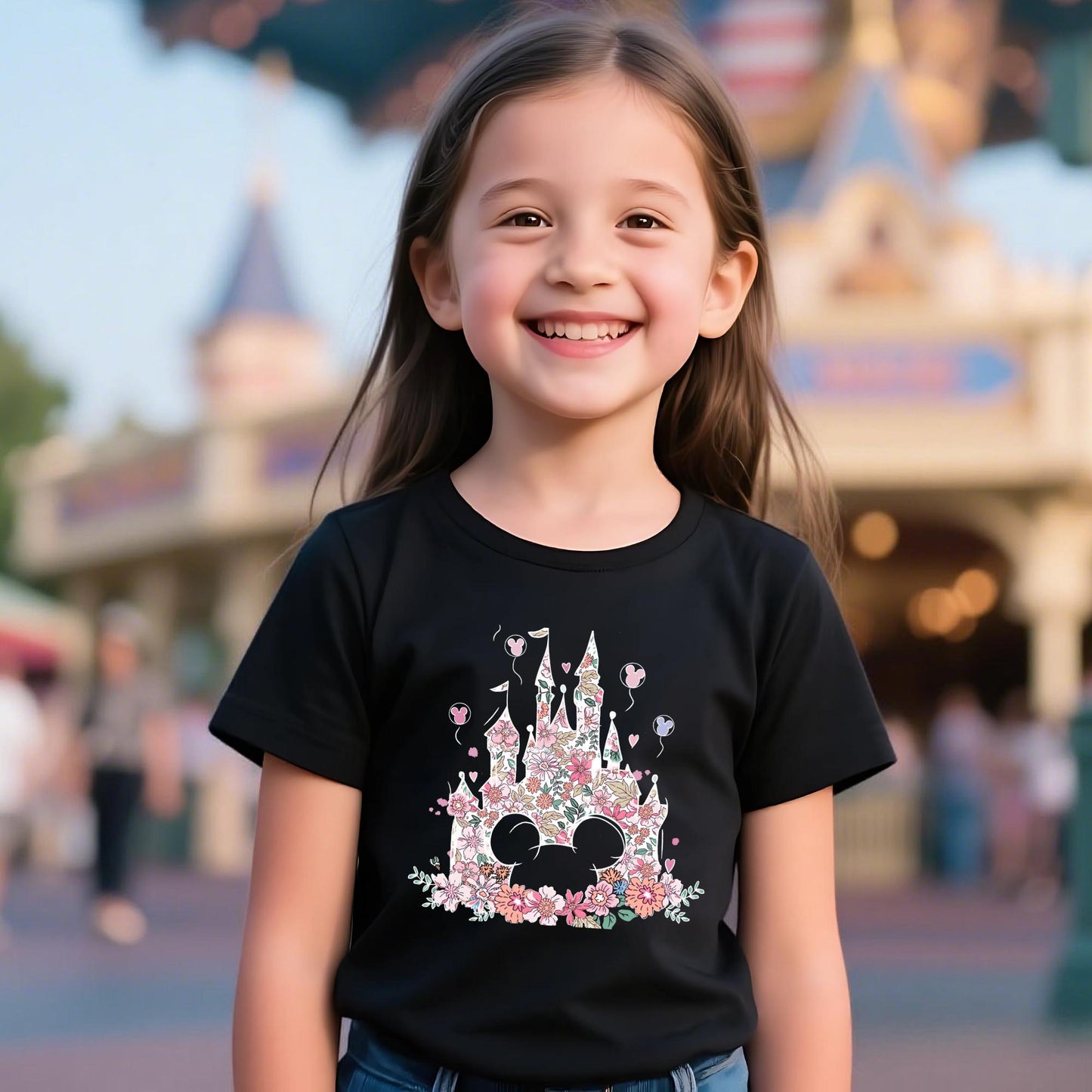 Happiest Place on Earth Shirt, Magic Kingdom T-shirt, Disney Castle Floral Tee, Magical World Shirt, Magical Kingdom, Disney World Shirt