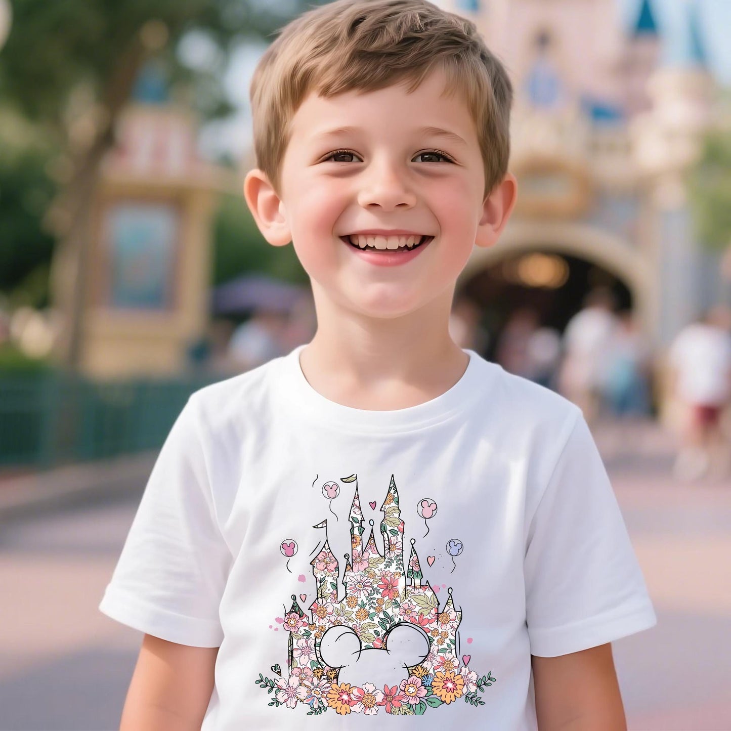 Happiest Place on Earth Shirt, Magic Kingdom T-shirt, Disney Castle Floral Tee, Magical World Shirt, Magical Kingdom, Disney World Shirt