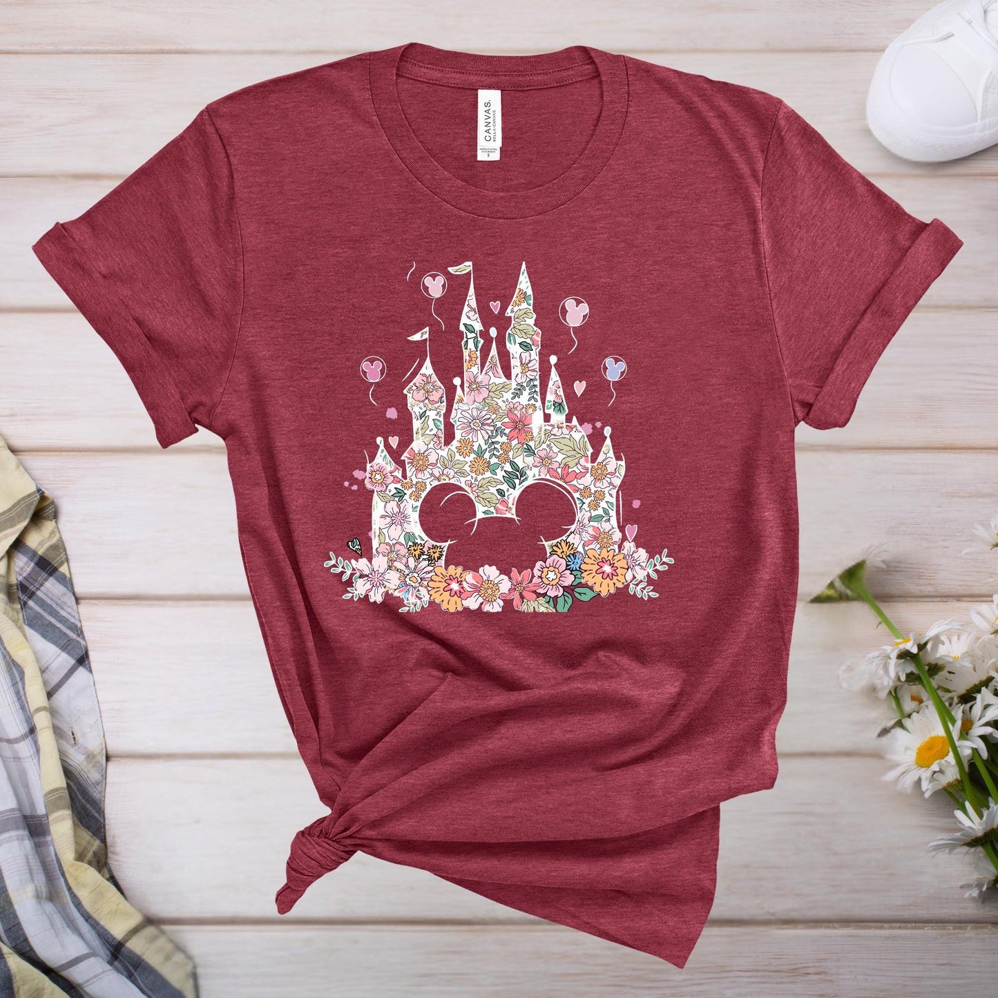 Happiest Place on Earth Shirt, Magic Kingdom T-shirt, Disney Castle Floral Tee, Magical World Shirt, Magical Kingdom, Disney World Shirt
