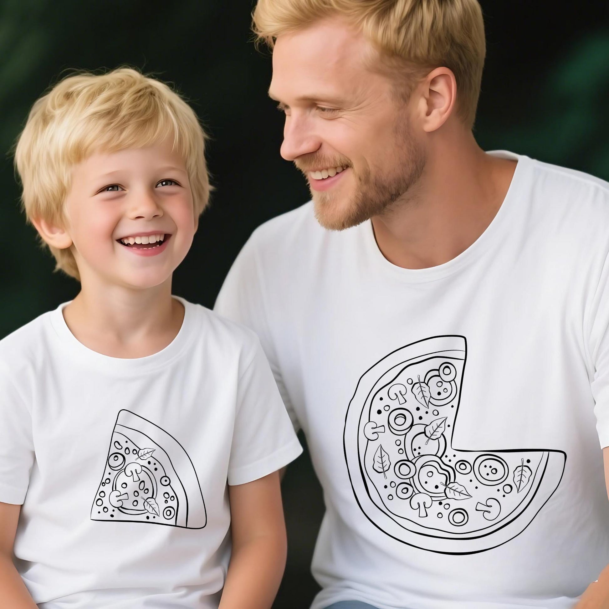 Pizza And Pizza Slice Matching Family Shirts, Baby Bodysuit Dad T-Shirt, Dad And Son Daughter Shirts, Parents And Kids Shirt