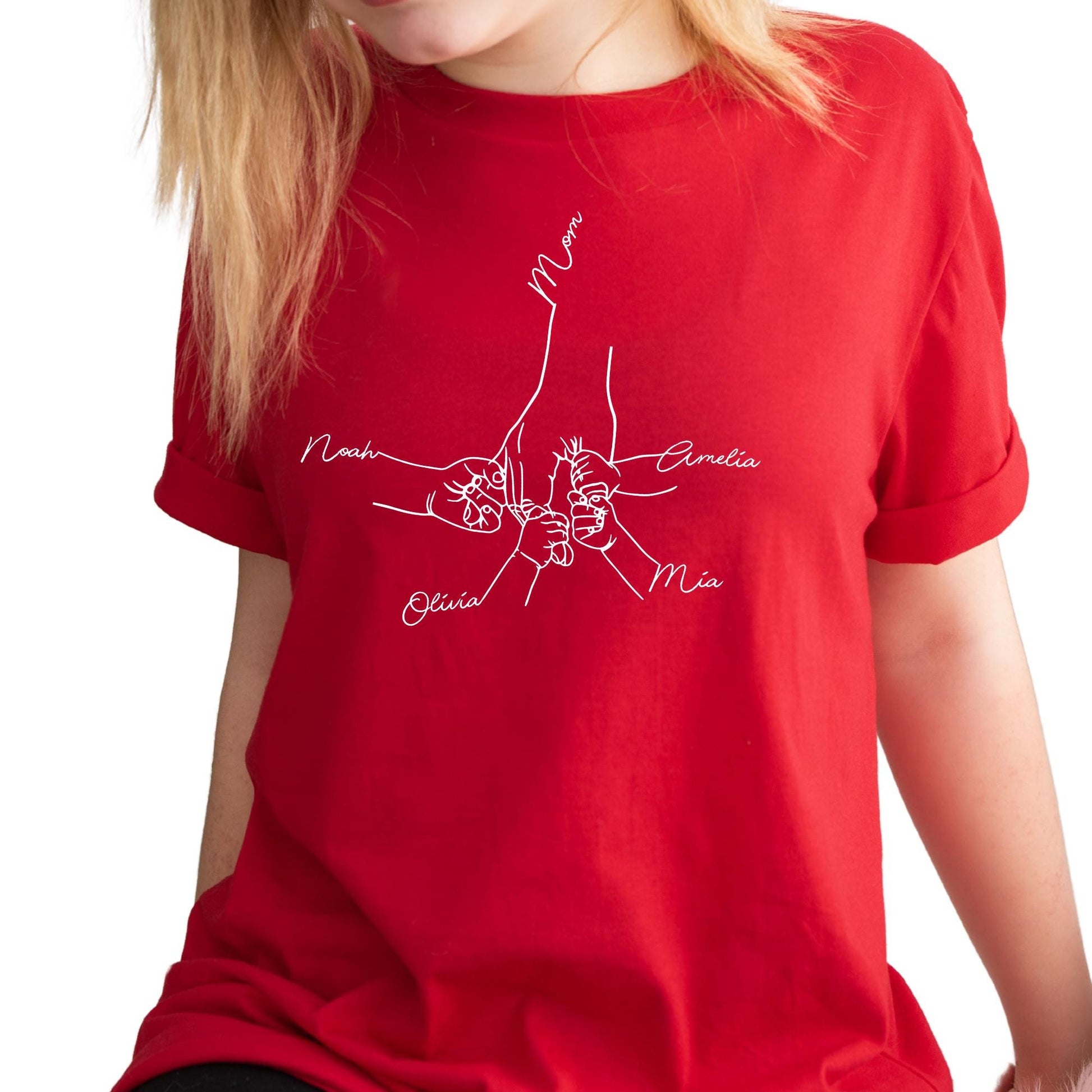 Personalized  Mom Shirt From Children, Custom Mom & Kids Hands Shirt, Family With Kids Names, Mothers Day Gift From Kids, Mom Kids Hands Tee