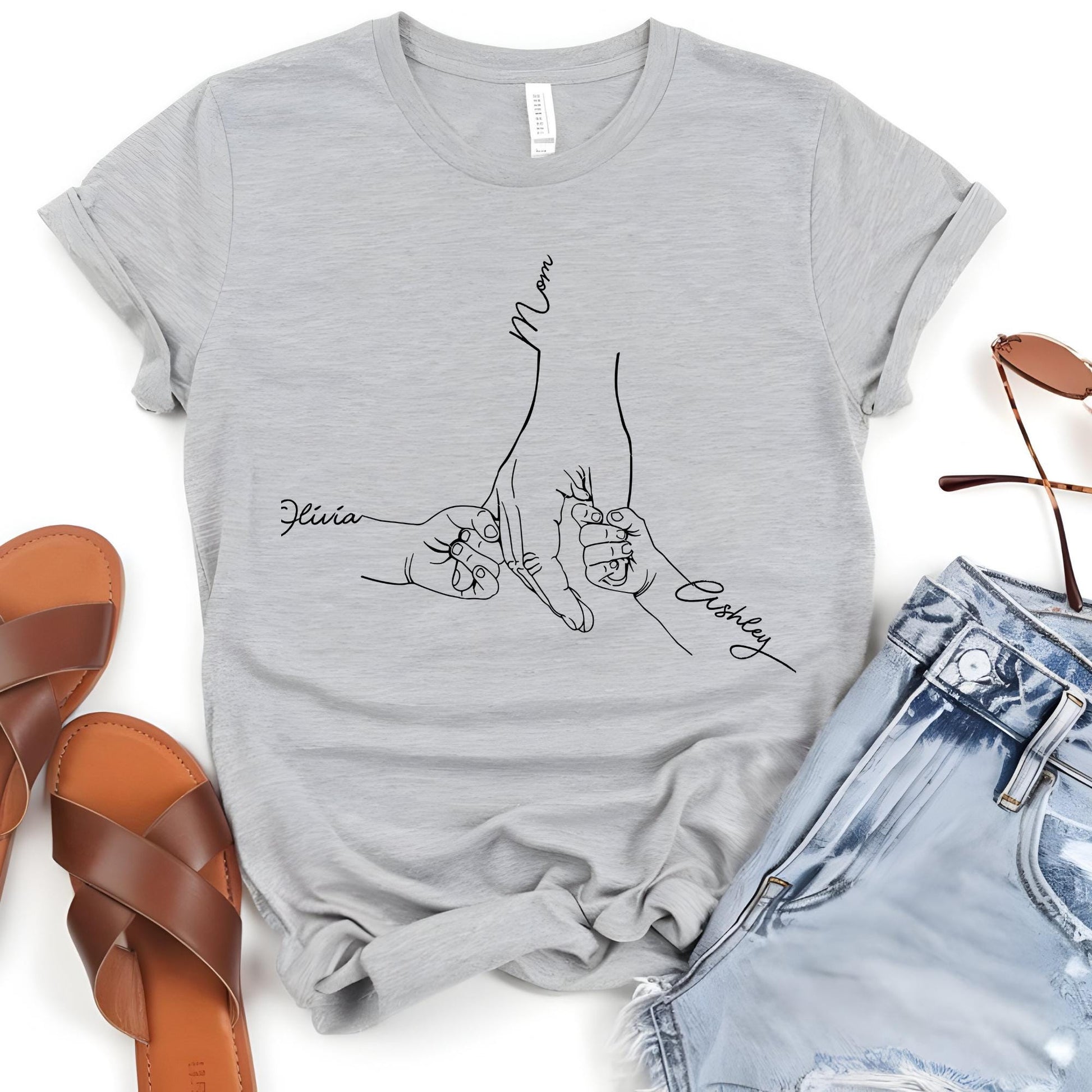 Personalized  Mom Shirt From Children, Custom Mom & Kids Hands Shirt, Family With Kids Names, Mothers Day Gift From Kids, Mom Kids Hands Tee