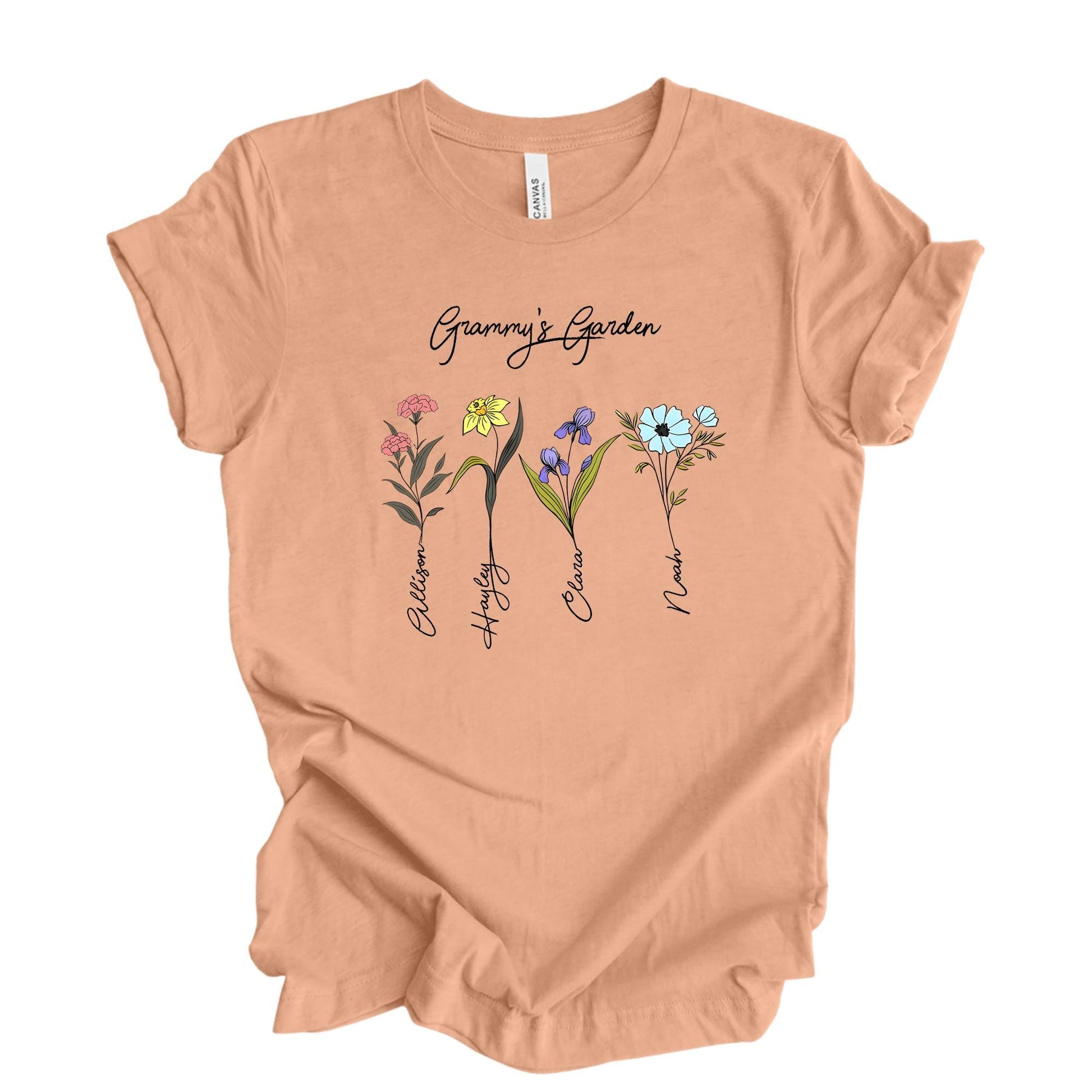 Mamas Garden Shirt, Mothers Day Gift, Custom Birthflower T-shirt, Gift for Grandma, Love Grows Here, Birthday Gift