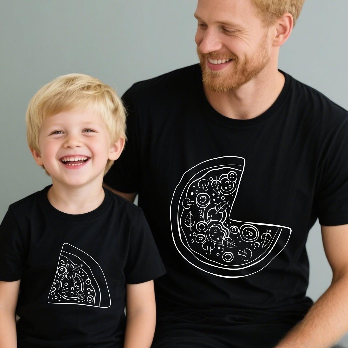 Pizza And Pizza Slice Matching Family Shirts, Baby Bodysuit Dad T-Shirt, Dad And Son Daughter Shirts, Parents And Kids Shirt