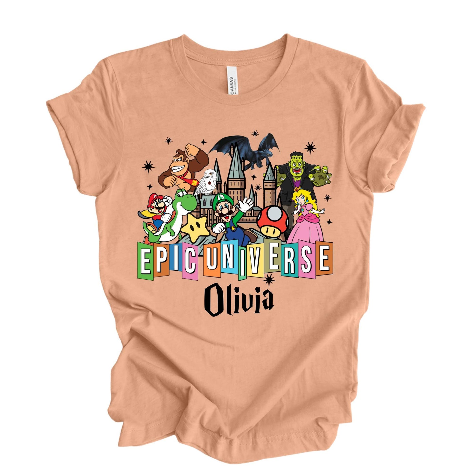 Personalized Super Mario Epic Universe Shirt, Mario Luigi Princess Peach Epic Trip 2025, Epic Universe Family Matching, Custom Epic Shirt