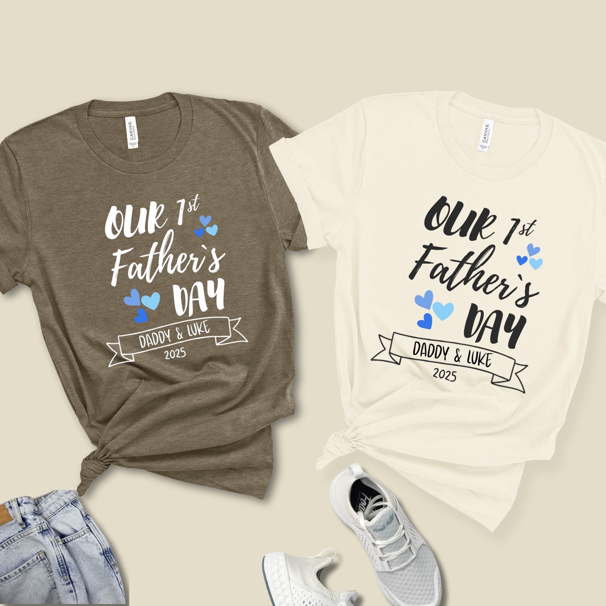 Personalized First Father's Day Matching Shirt & Bodysuit Set