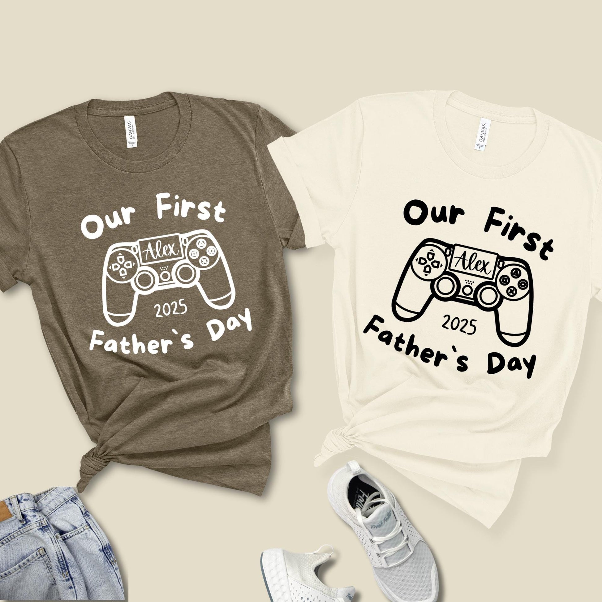 Custom Gamer Dad Shirt: Our First Father's Day Matching Tee