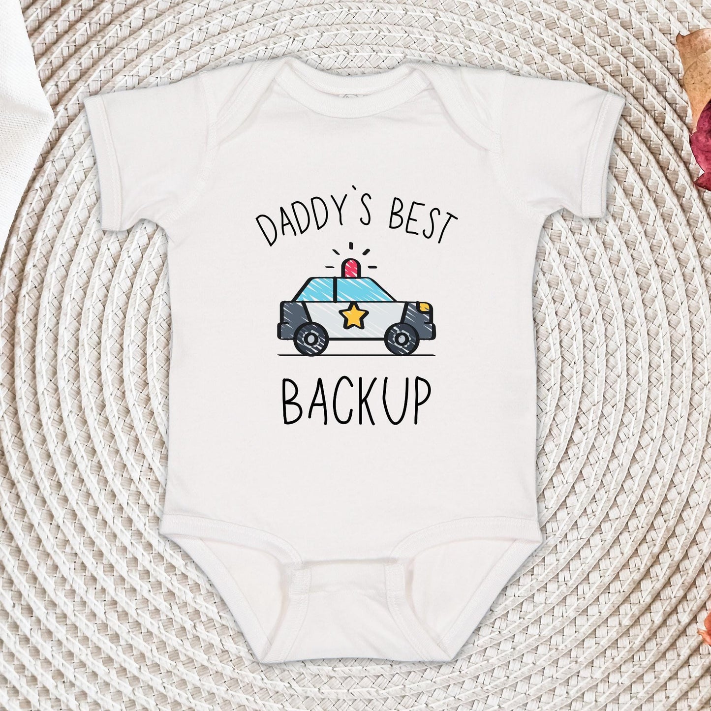 Daddy's Backup Infant Bodysuit, Baby Police Shirt, Police Baby Clothes, Baby Bodysuit, Kids Police Car Tee, Cute Police Car Toddler Shirt