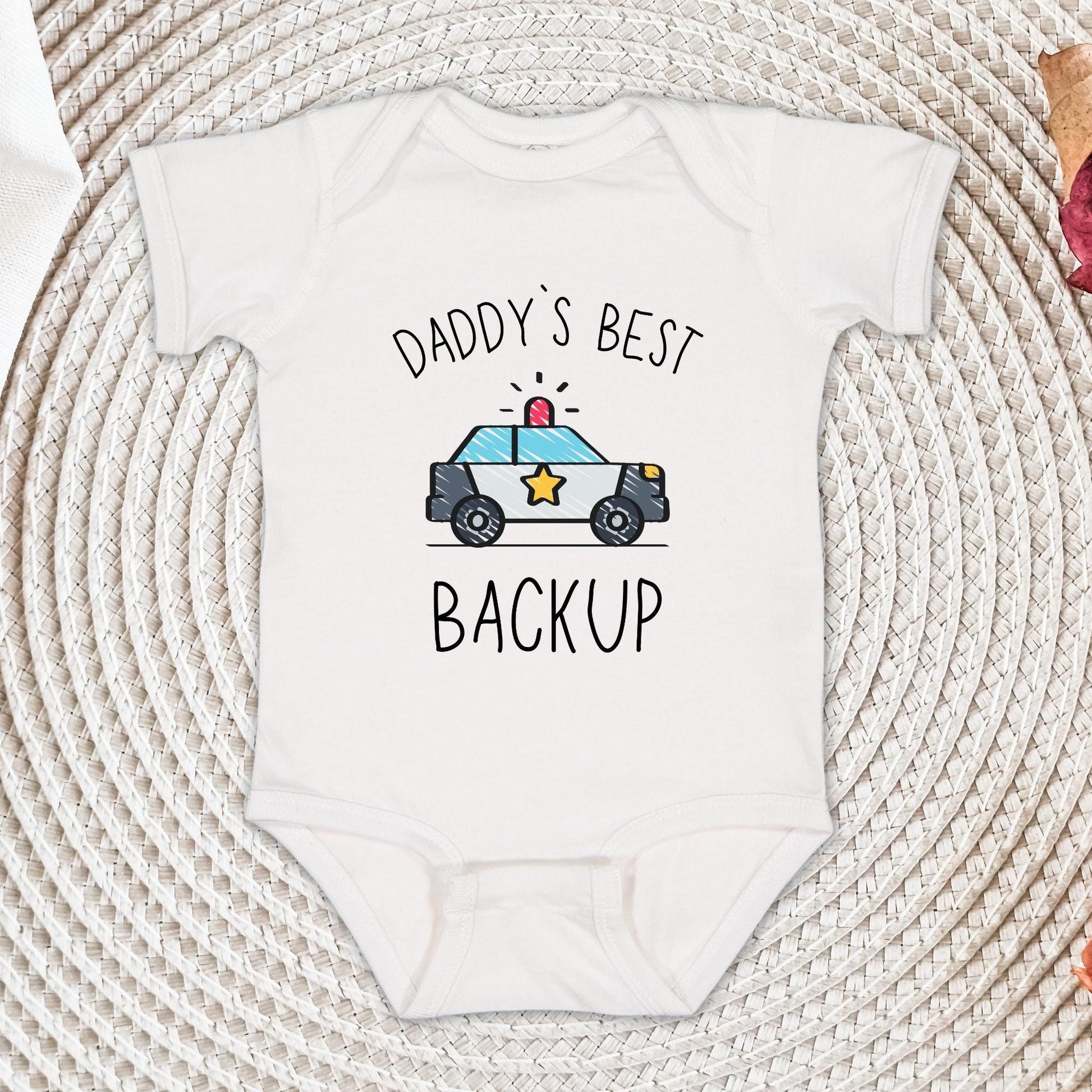Daddy's Backup Infant Bodysuit, Baby Police Shirt, Police Baby Clothes, Baby Bodysuit, Kids Police Car Tee, Cute Police Car Toddler Shirt