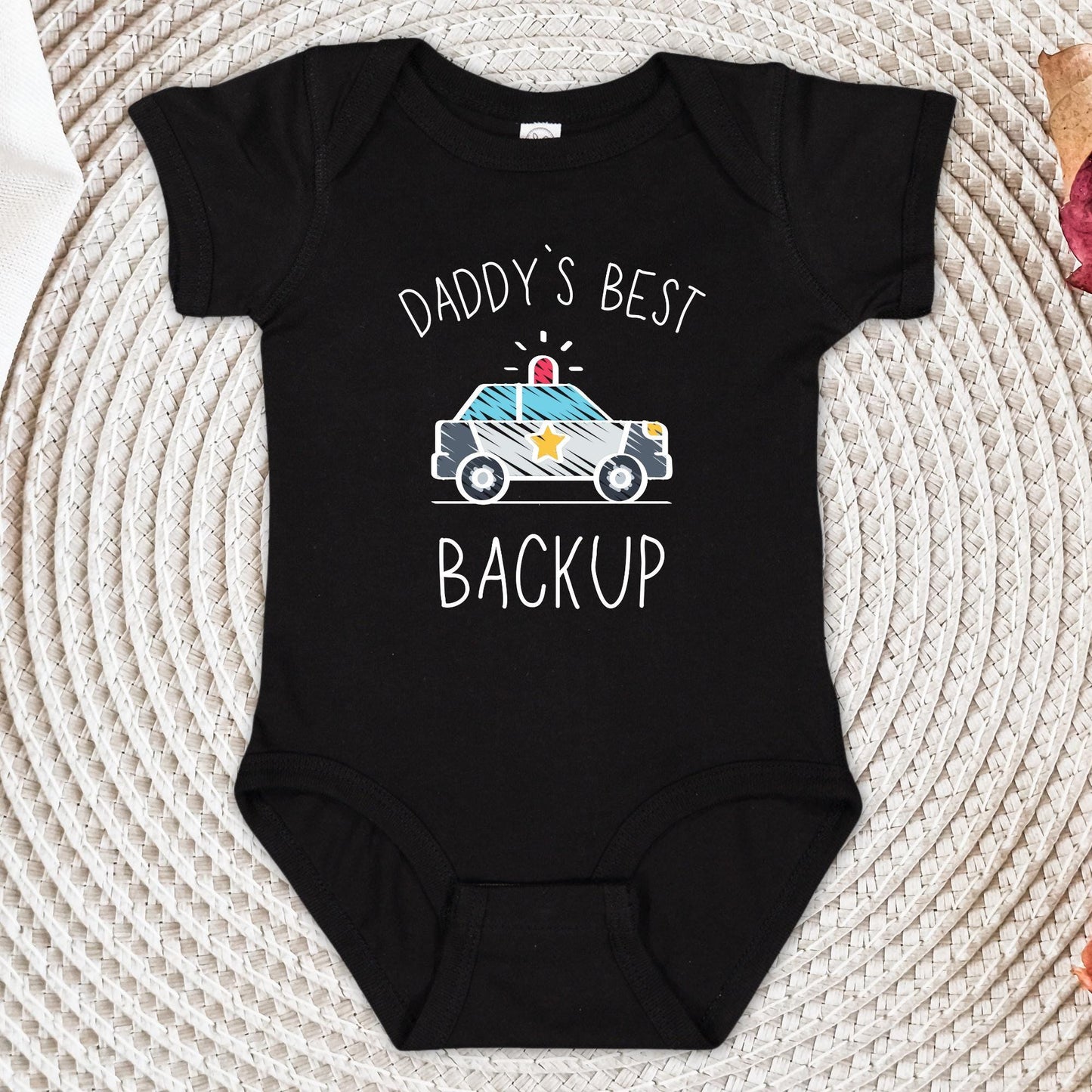 Daddy's Backup Infant Bodysuit, Baby Police Shirt, Police Baby Clothes, Baby Bodysuit, Kids Police Car Tee, Cute Police Car Toddler Shirt