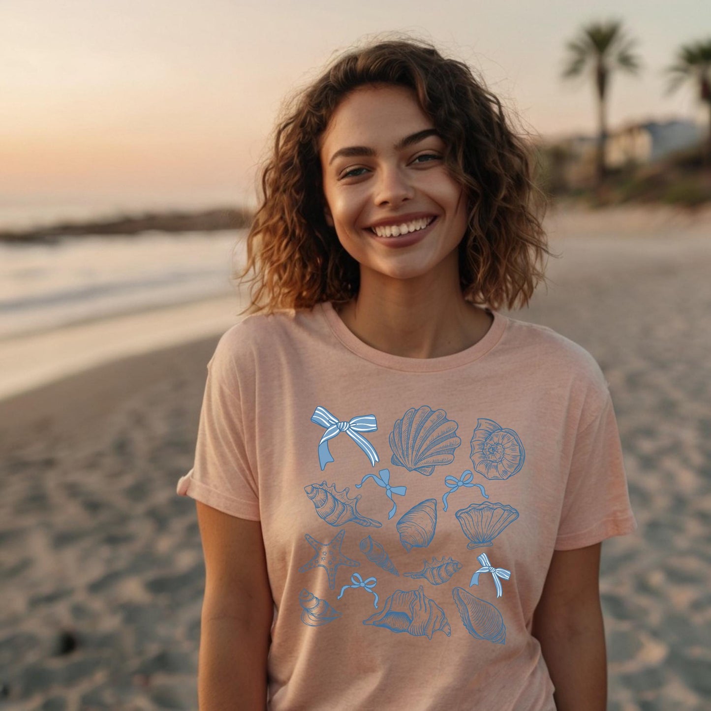 Retro Sea Shell T-Shirt: Coquette Bow Beach Tee