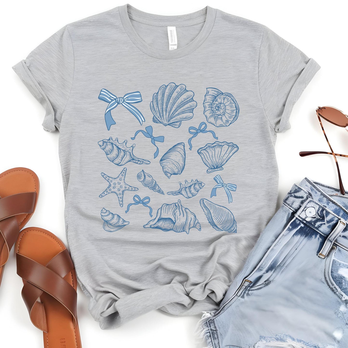 Retro Sea Shell T-Shirt: Coquette Bow Beach Tee