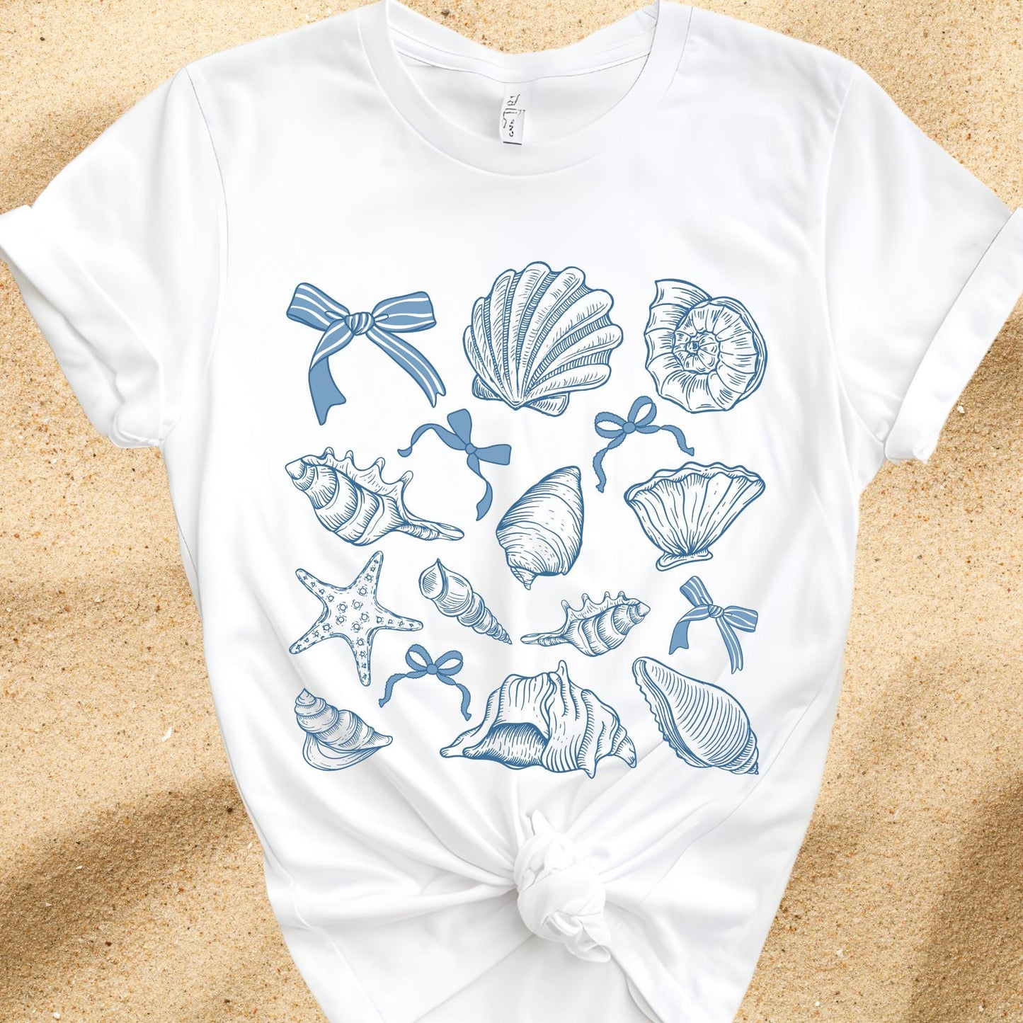 Retro Sea Shell T-Shirt: Coquette Bow Beach Tee