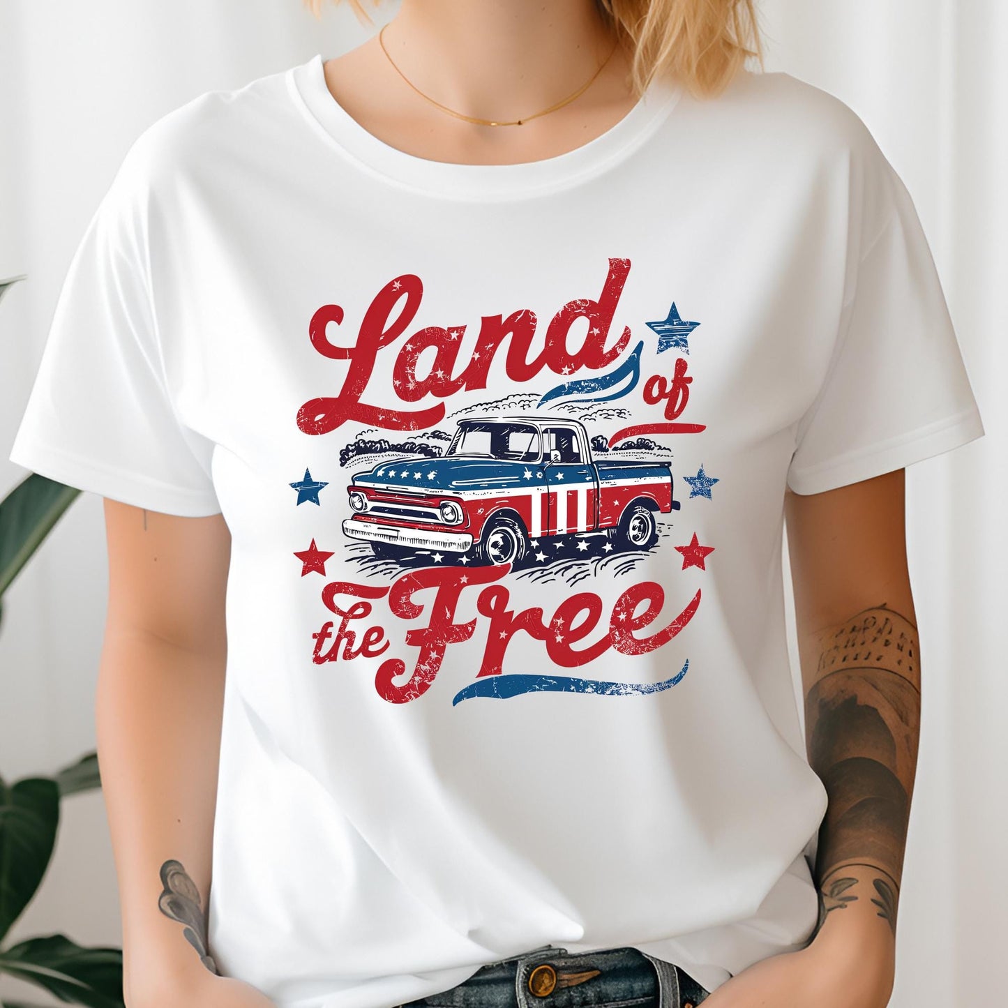Distressed USA Flag T-Shirt: America Land of The Free, 4th of July
