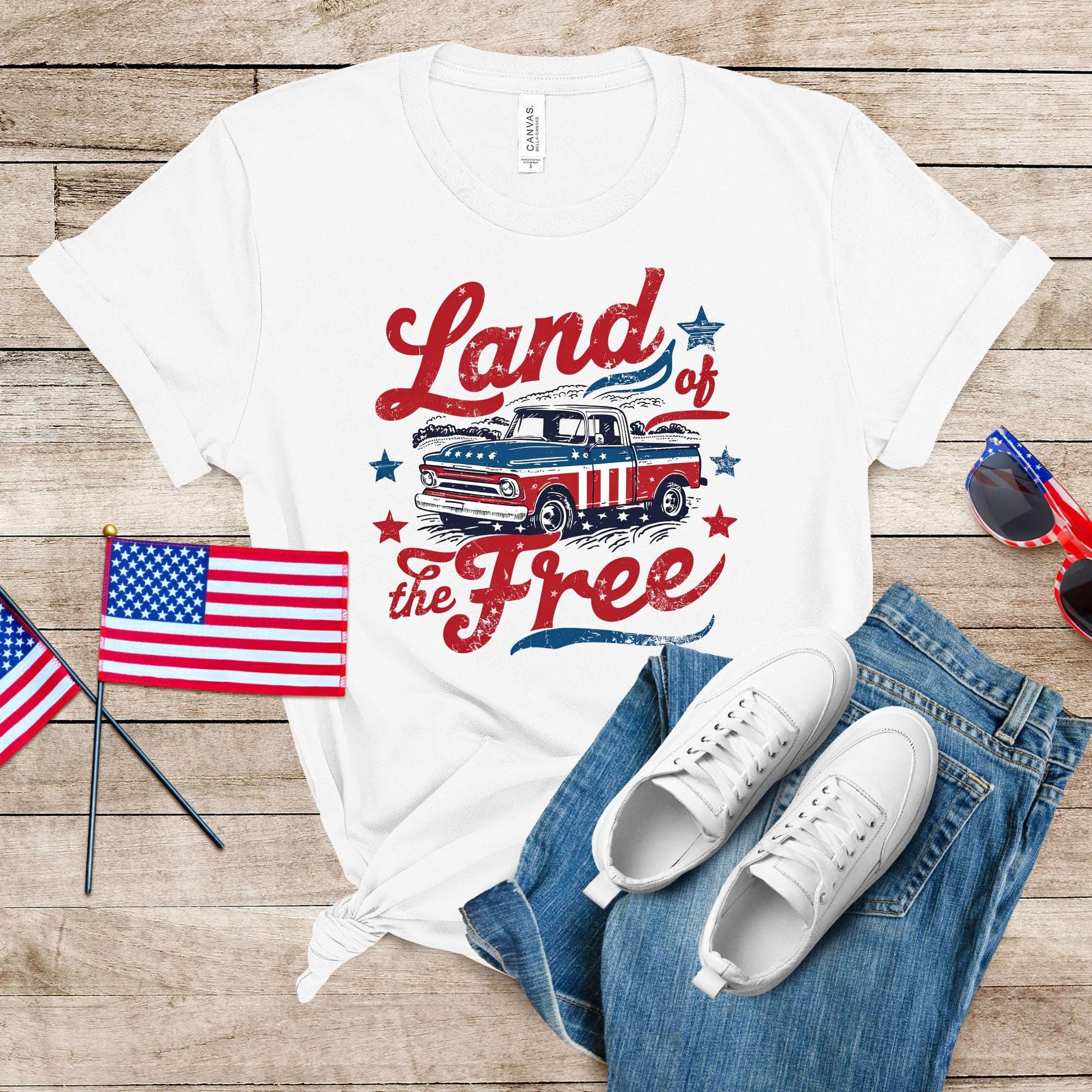 Distressed USA Flag T-Shirt: America Land of The Free, 4th of July