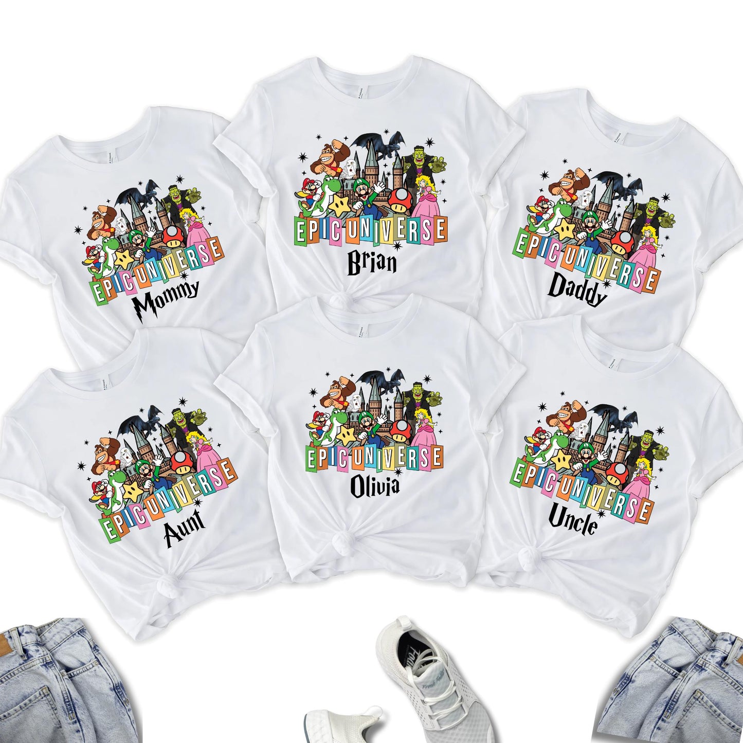 Personalized Super Mario Epic Universe Shirt, Mario Luigi Princess Peach Epic Trip 2025, Epic Universe Family Matching, Custom Epic Shirt
