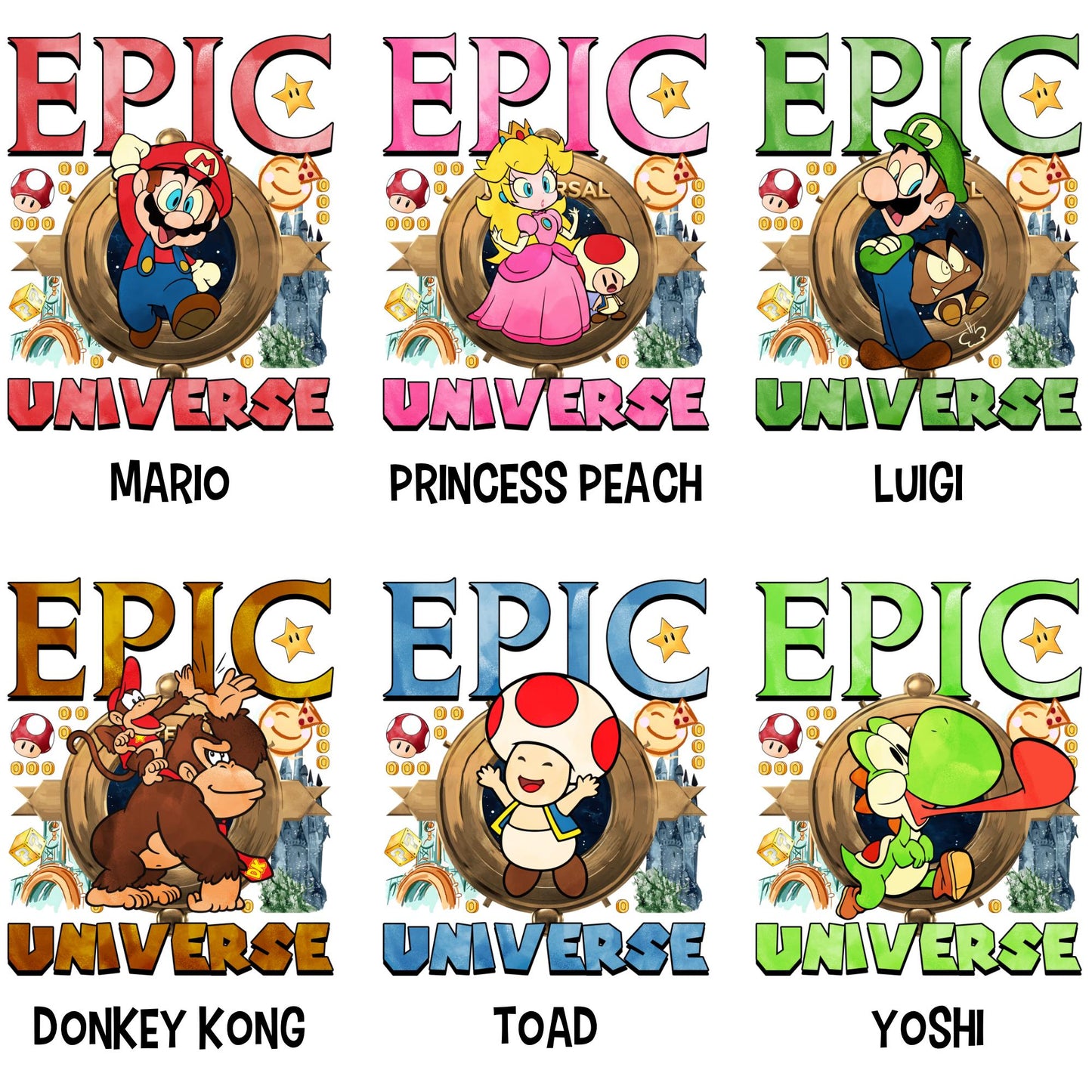 Epic Family Vacation 2025 Shirt, Custom Super Mario Epic Universe Shirt, Mario Luigi Princess Peach Epic Universe Family Shirt