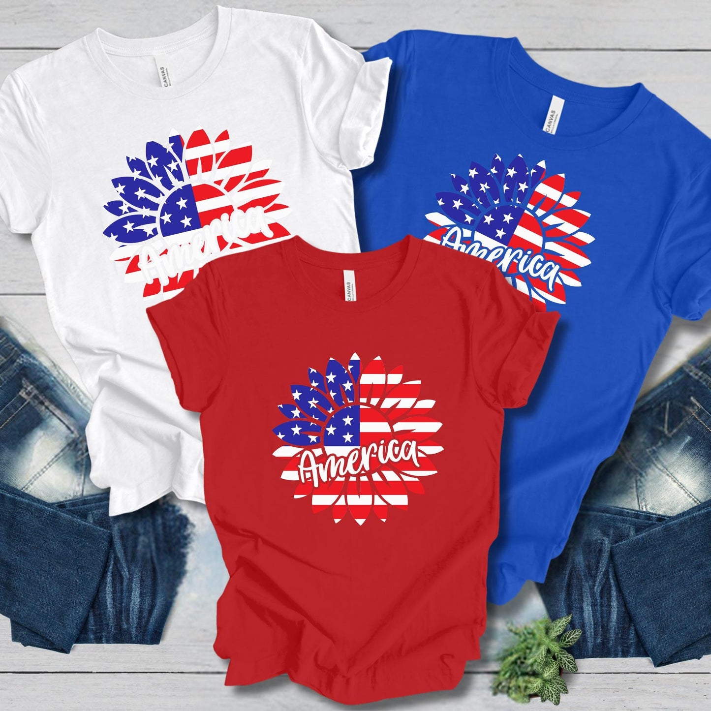 Sunflower USA Flag T-Shirt: 4th of July Patriotic Tee