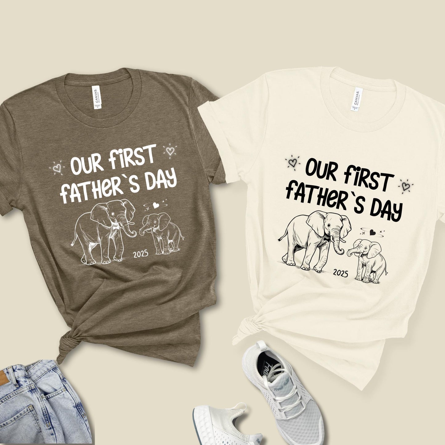 First Father's Day Shirt: Dad & Baby Elephant Matching Bodysuit