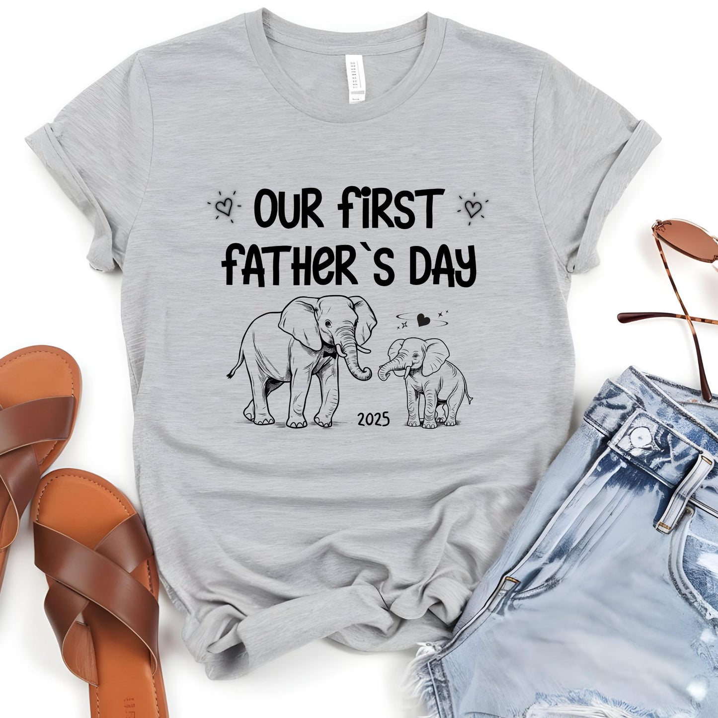 First Father's Day Shirt: Dad & Baby Elephant Matching Bodysuit