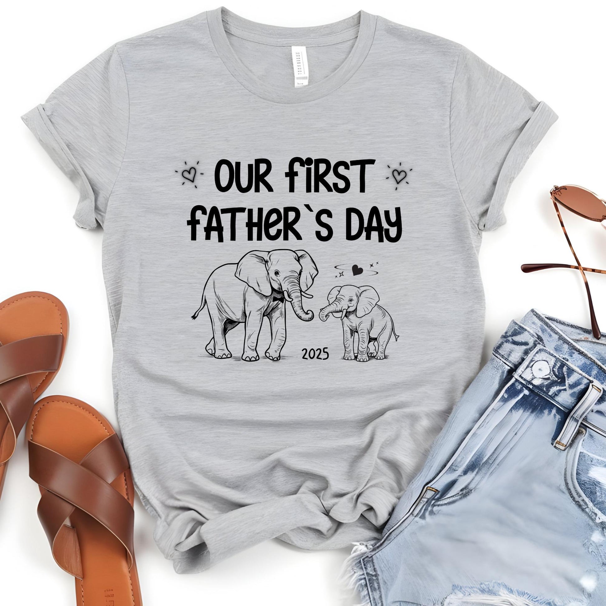 First Father's Day Shirt: Dad & Baby Elephant Matching Bodysuit