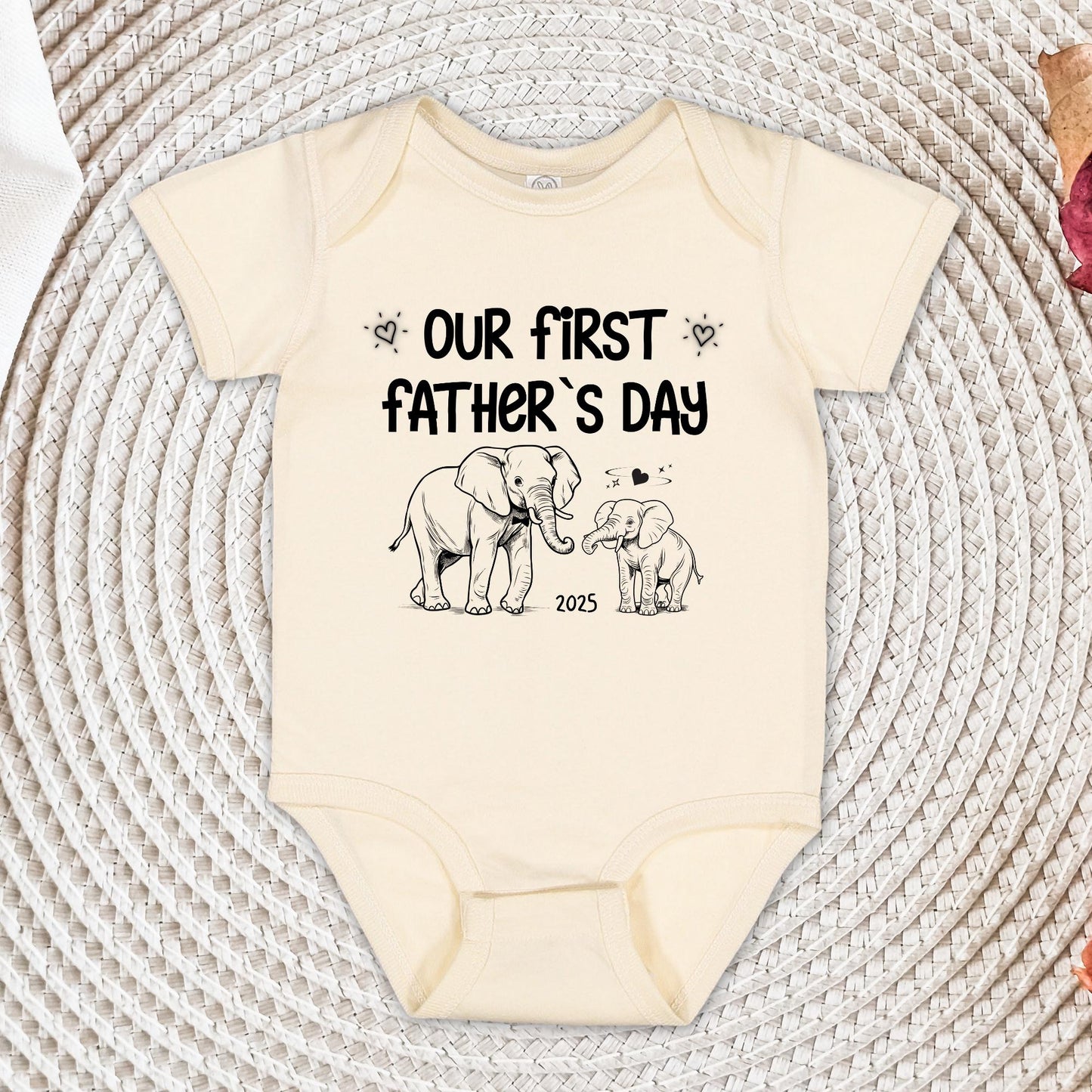 First Father's Day Shirt: Dad & Baby Elephant Matching Bodysuit