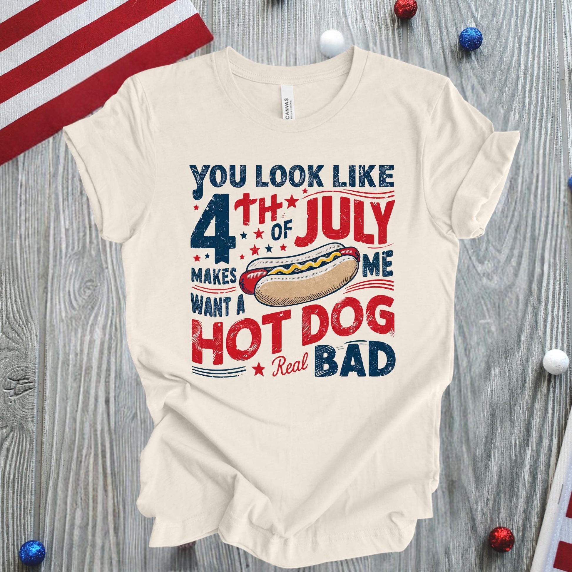 Funny 4th of July Hot Dog Shirt: Independence Day Tee