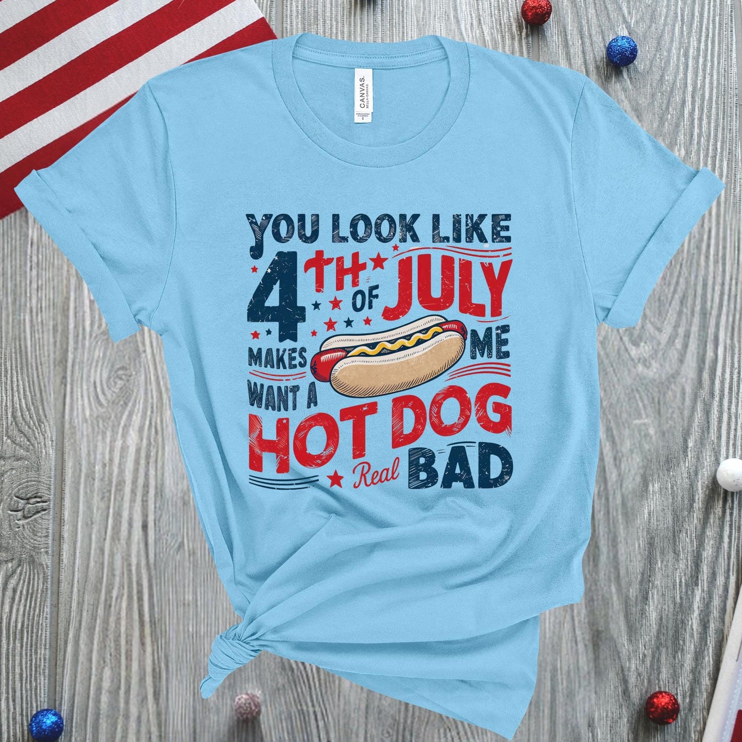 Funny 4th of July Hot Dog Shirt: Independence Day Tee