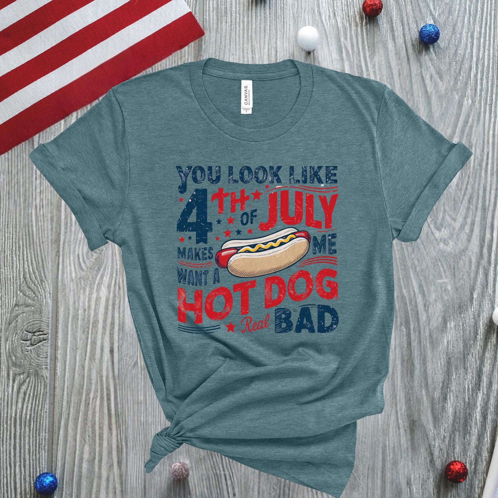 Funny 4th of July Hot Dog Shirt: Independence Day Tee