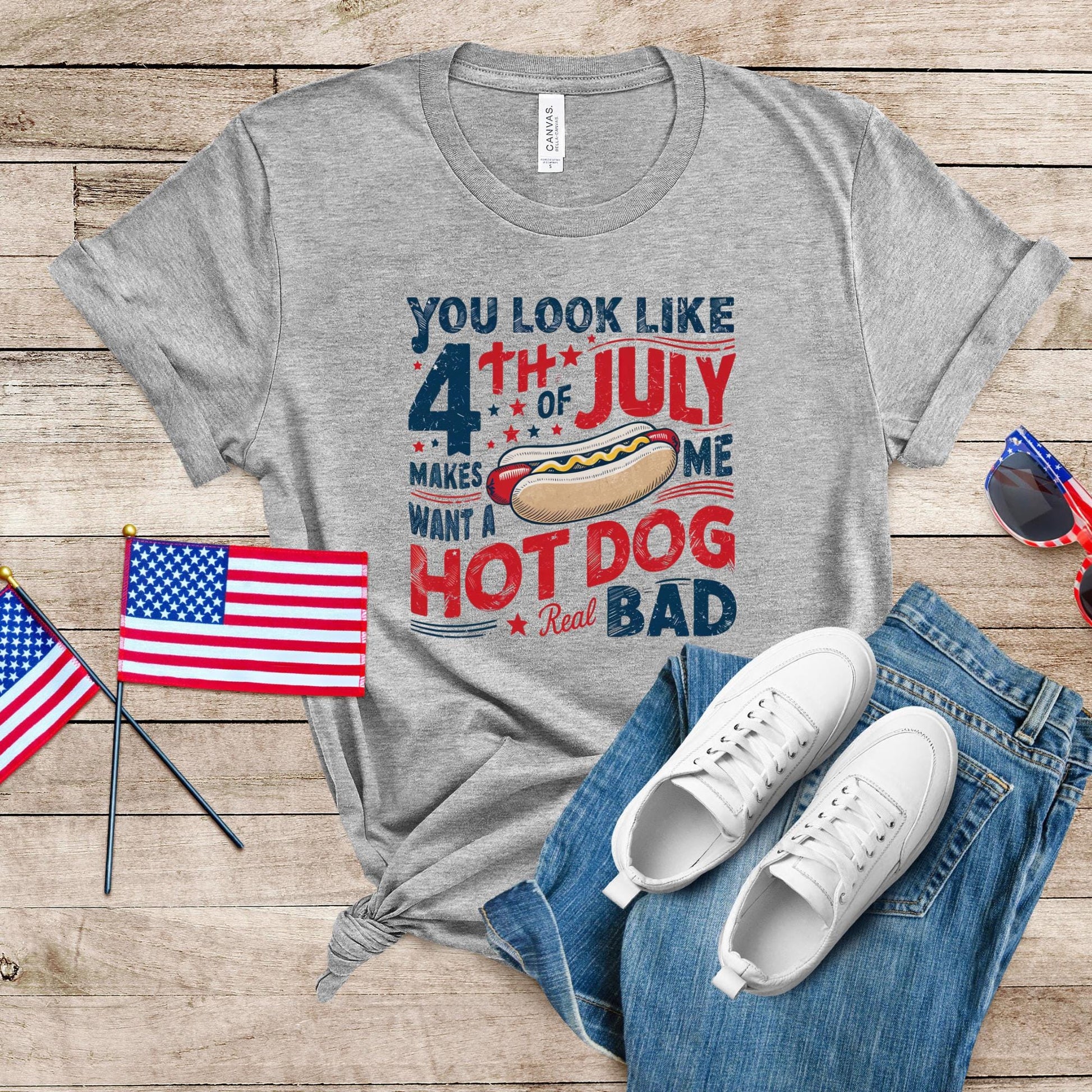 Funny 4th of July Hot Dog Shirt: Independence Day Tee