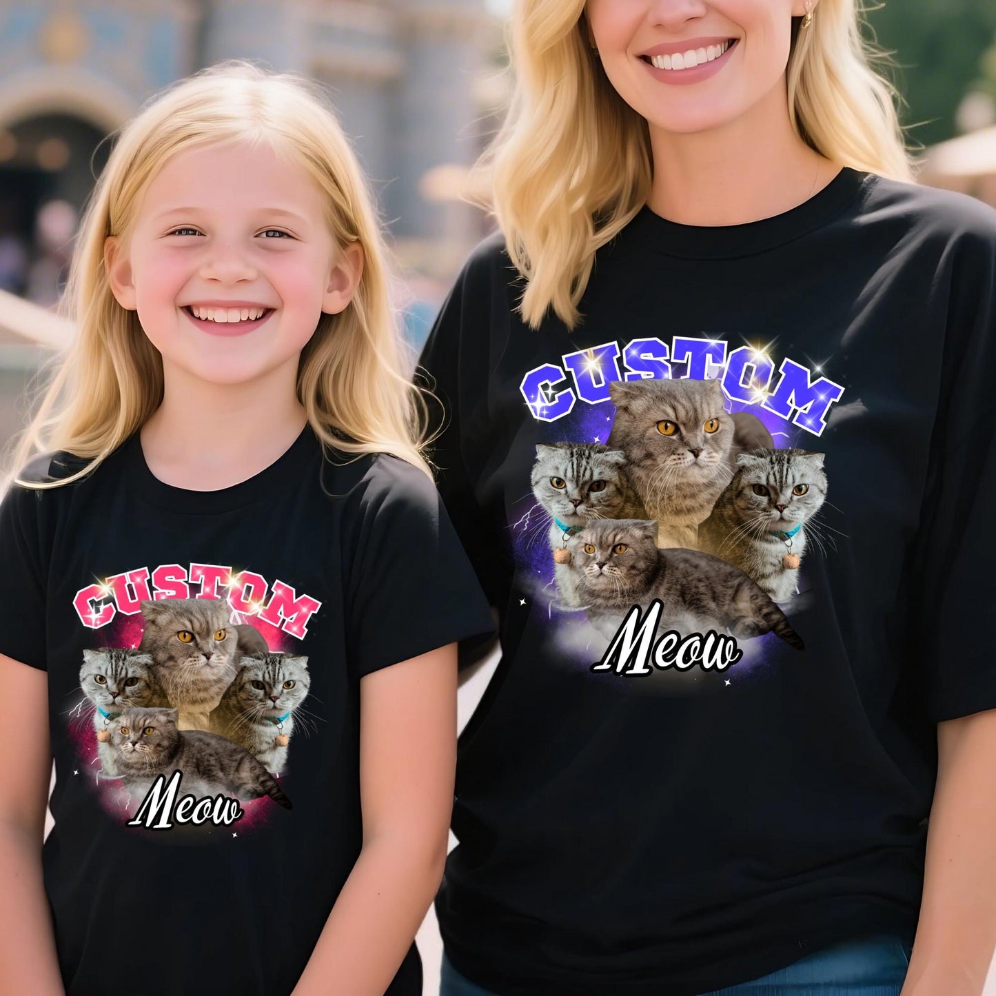 Custom Vintage Bootleg Pet Shirt: Personalized Cat Portrait 90's Tee