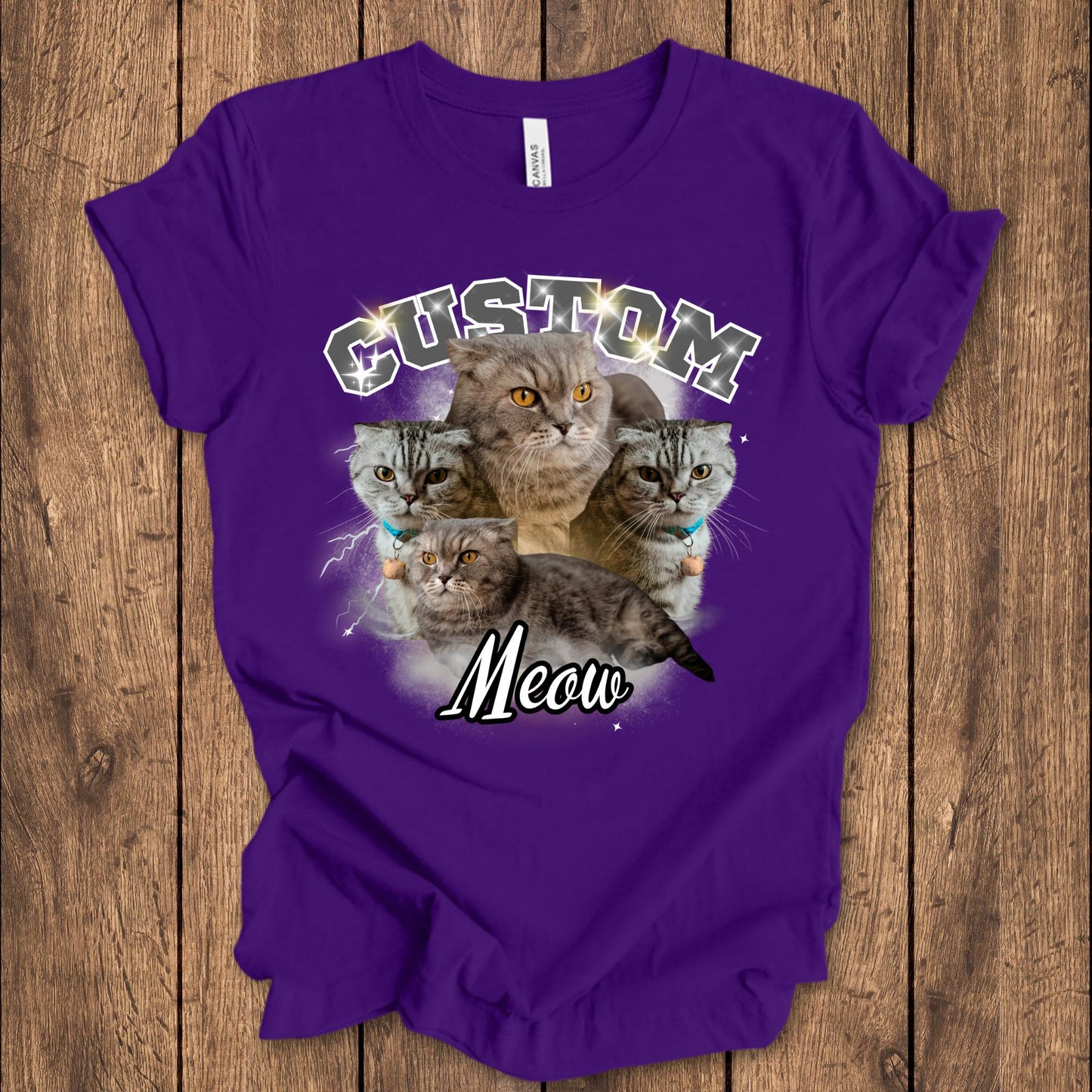 Custom Vintage Bootleg Pet Shirt: Personalized Cat Portrait 90's Tee