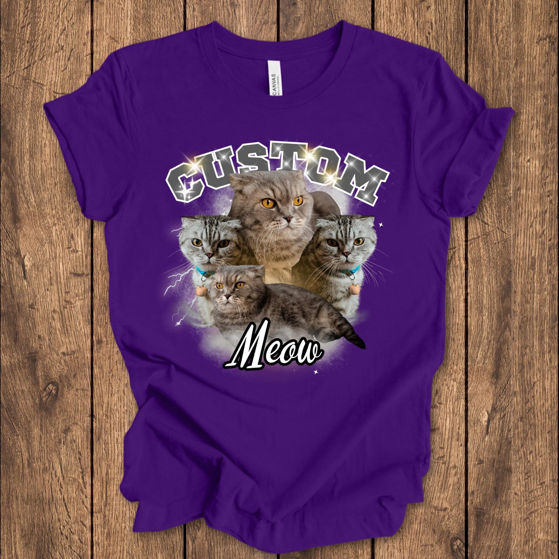 Custom Vintage Bootleg Pet Shirt: Personalized Cat Portrait 90's Tee