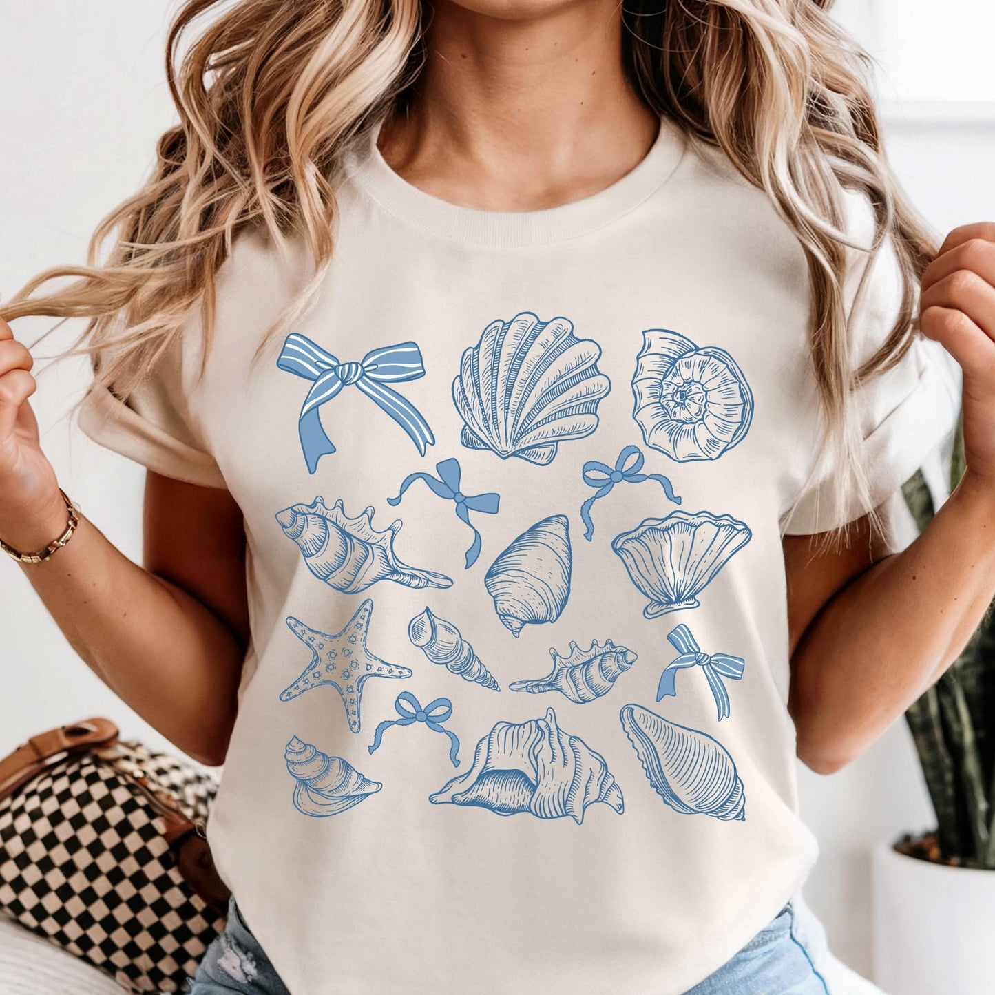 Seashell Comfort Colors T-Shirt: Retro Beach Coquette Top