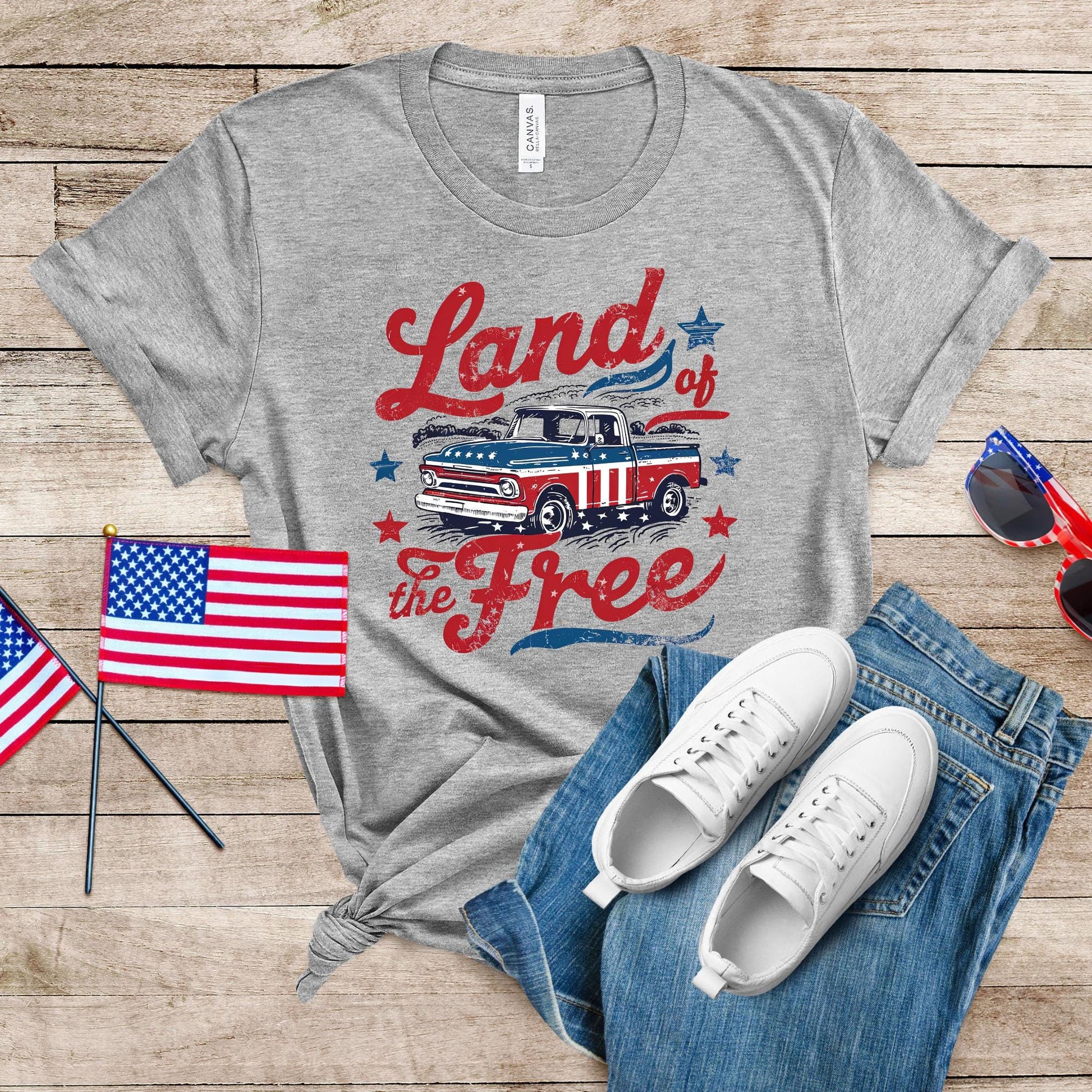 Distressed USA Flag T-Shirt: America Land of The Free, 4th of July