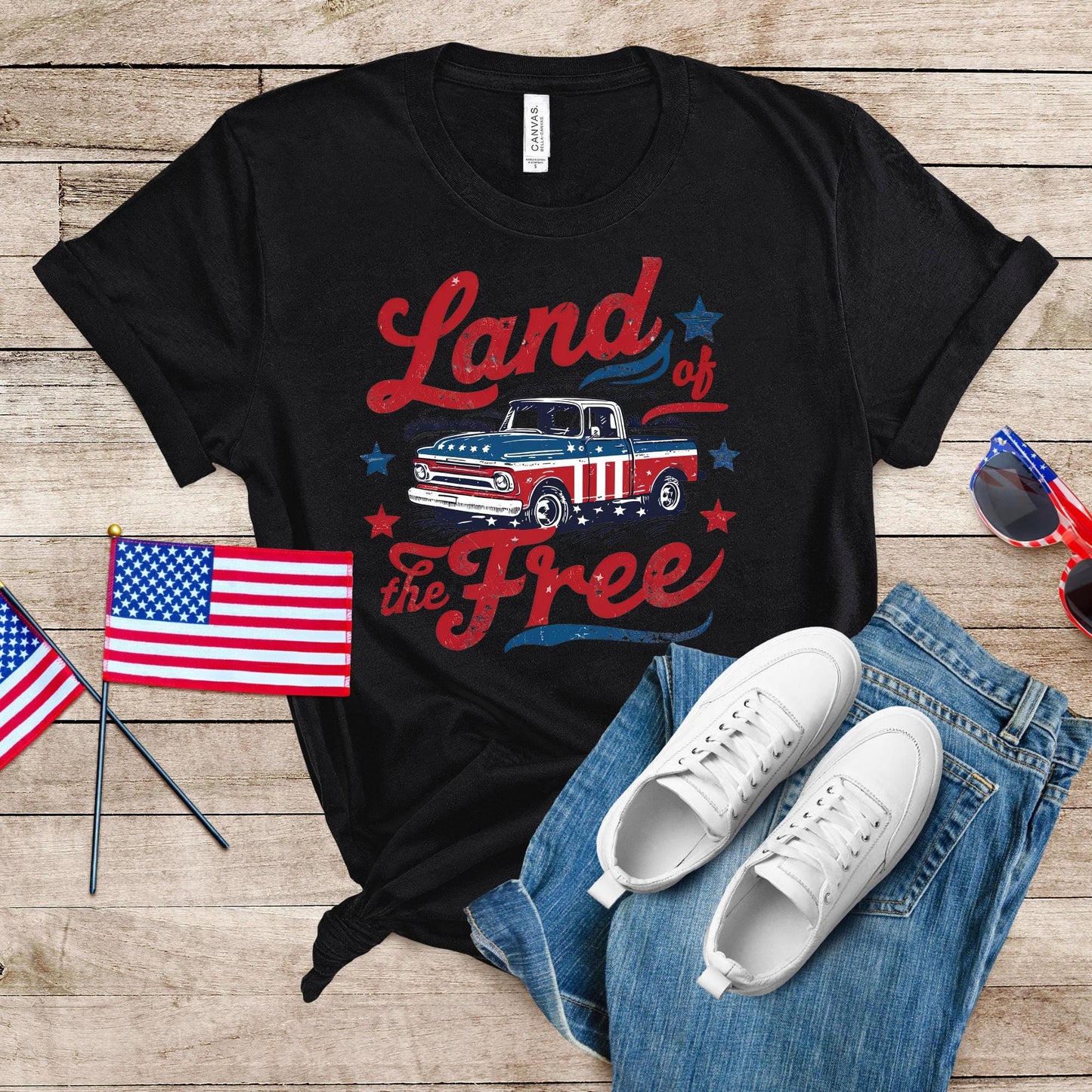 Distressed USA Flag T-Shirt: America Land of The Free, 4th of July